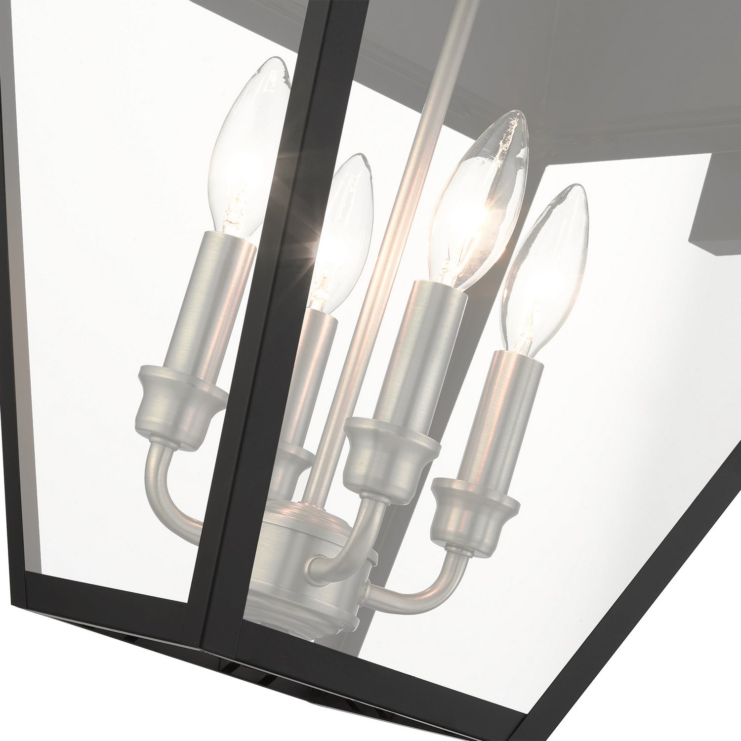 Livex Lighting - 27222-04 - Four Light Outdoor Wall Lantern - Wentworth - Black w/ Brushed Nickel Cluster