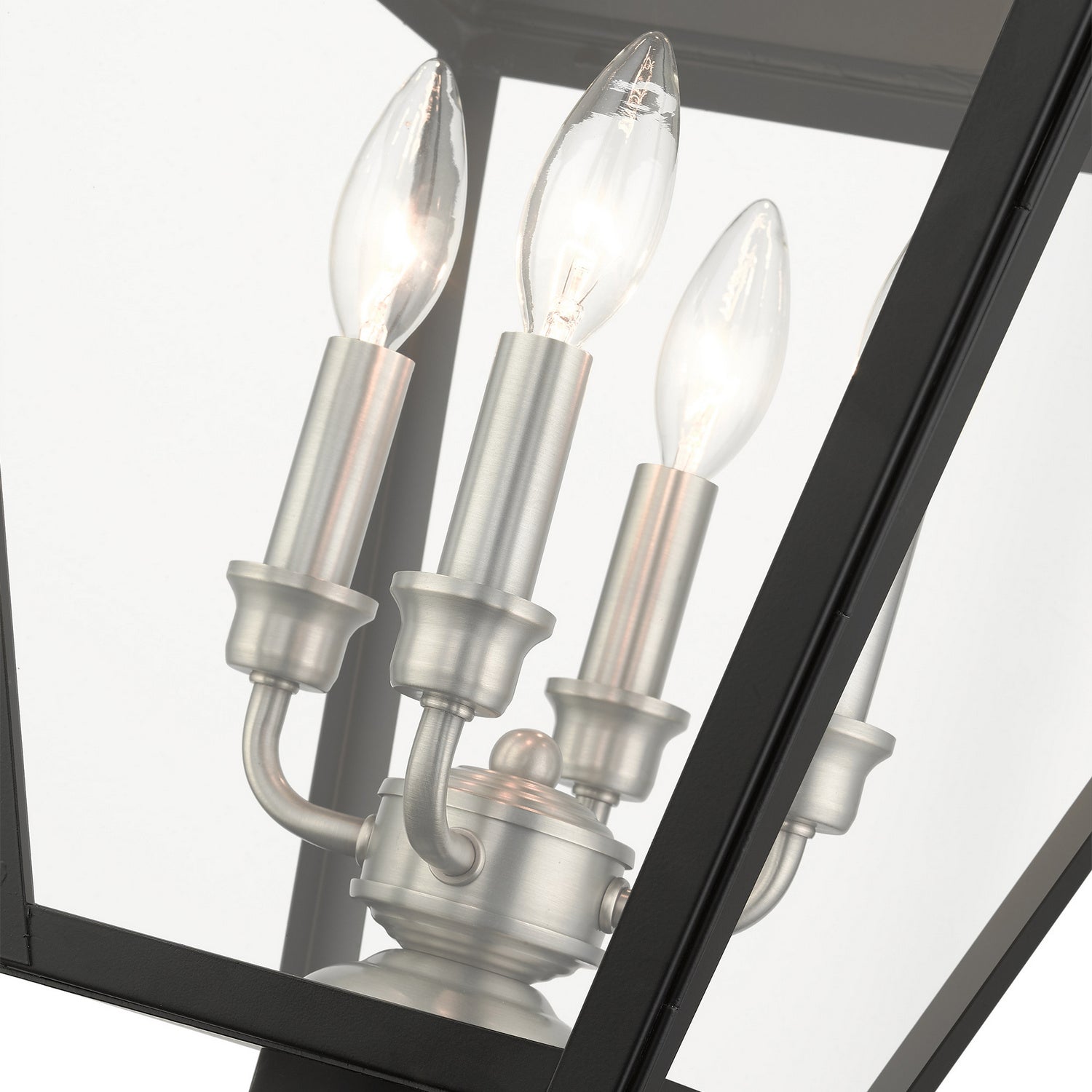 Livex Lighting - 27223-04 - Four Light Outdoor Post Top Lantern - Wentworth - Black w/ Brushed Nickel Cluster
