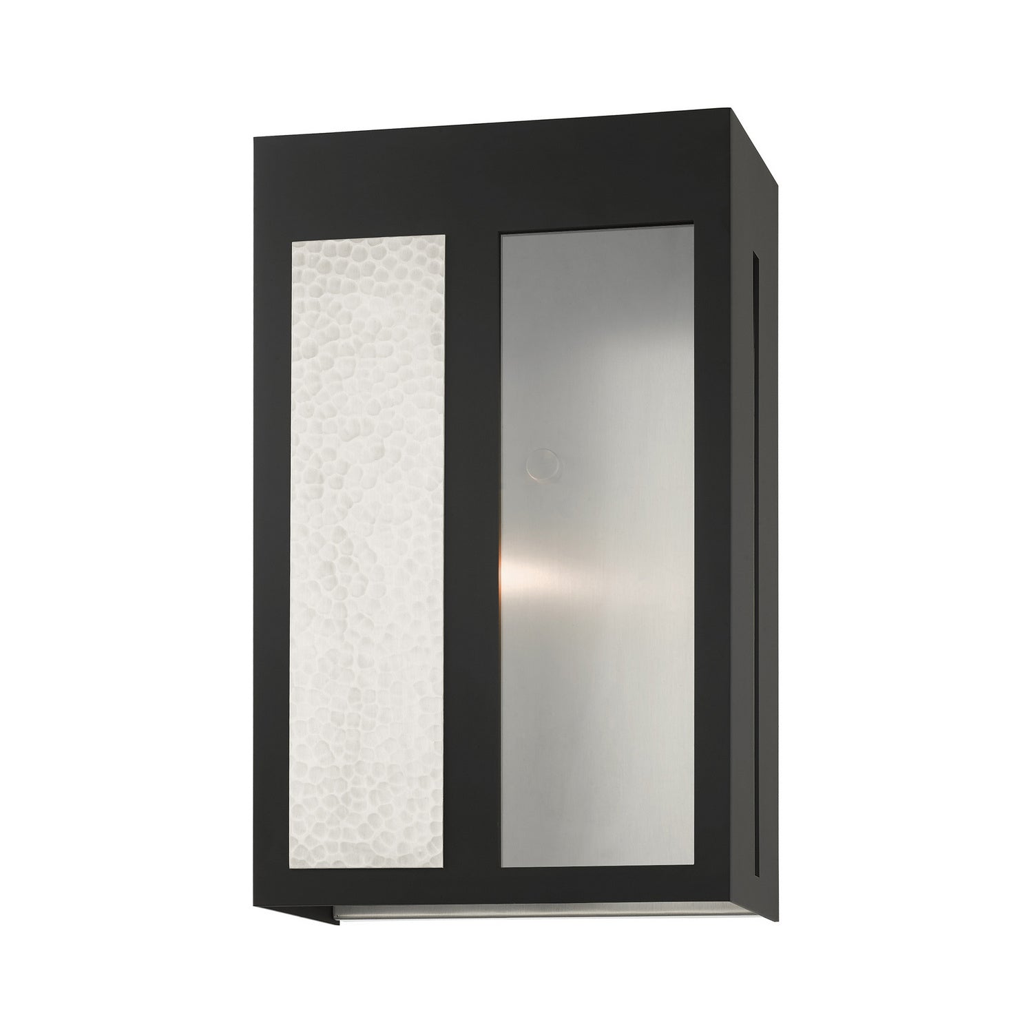 Livex Lighting - 27413-04 - One Light Outdoor Wall Lantern - Lafayette - Black w/ Hammered Brushed Nickel Panels