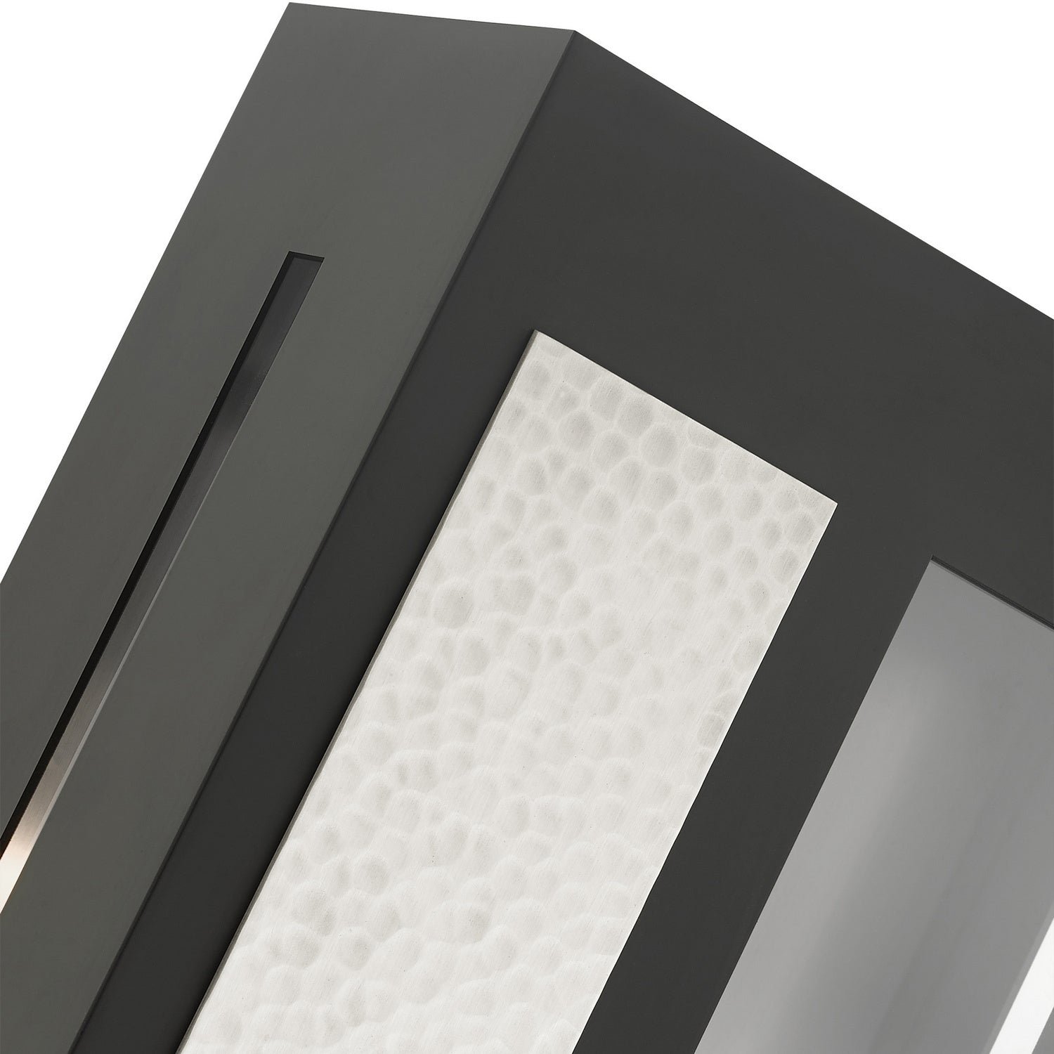 Livex Lighting - 27413-04 - One Light Outdoor Wall Lantern - Lafayette - Black w/ Hammered Brushed Nickel Panels