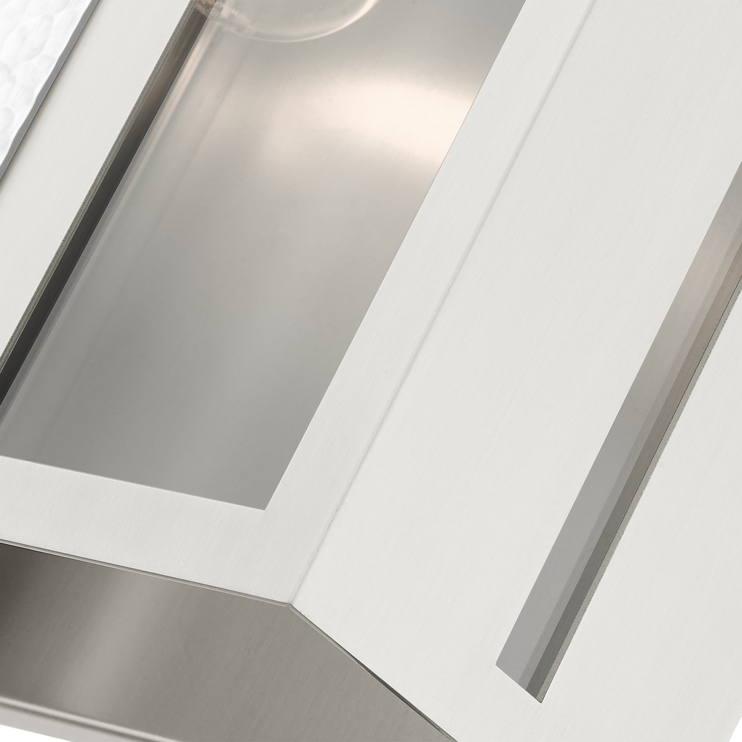 Livex Lighting - 27413-91 - One Light Outdoor Wall Lantern - Lafayette - Brushed Nickel w/ Hammered Polished Nickel Panels
