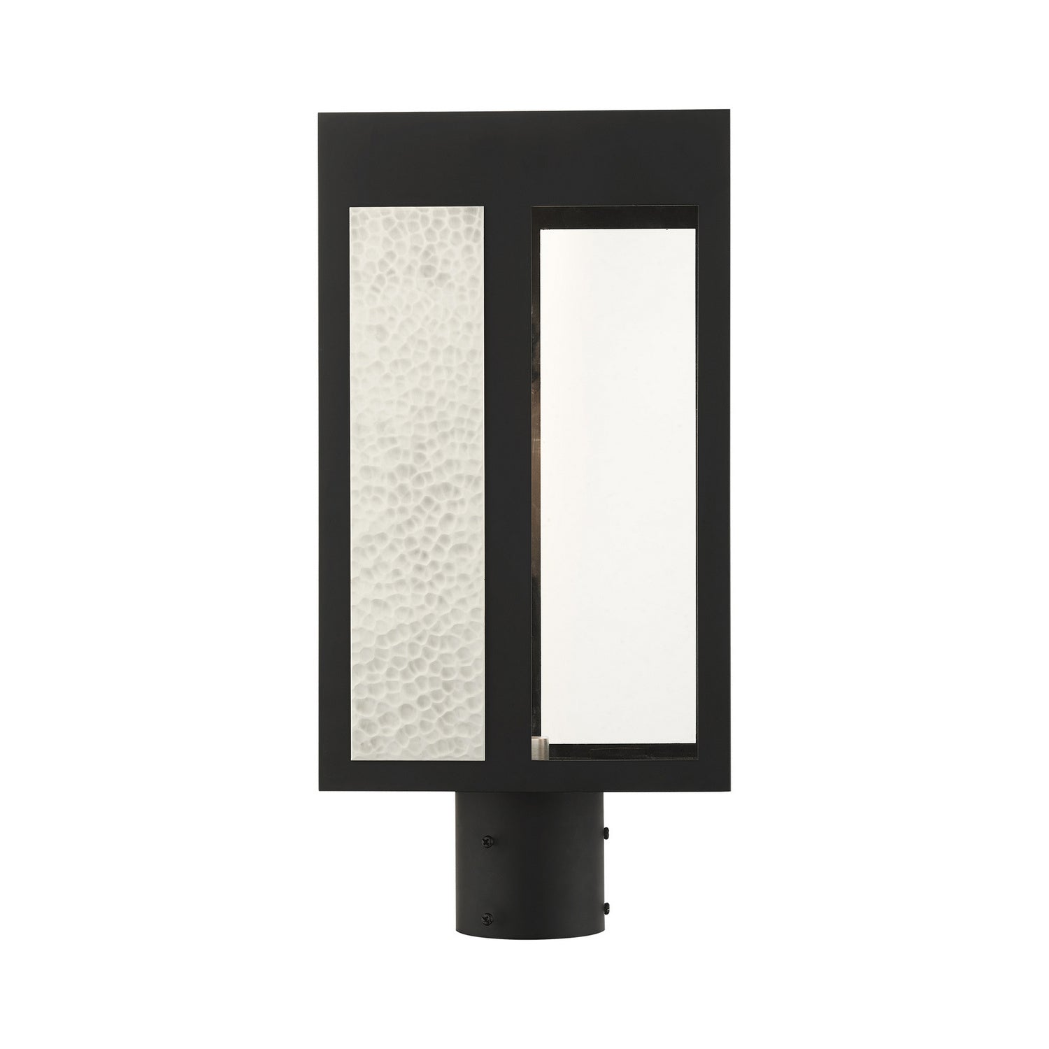Livex Lighting - 27416-04 - One Light Outdoor Post Top Lantern - Lafayette - Black w/ Hammered Brushed Nickel Panels