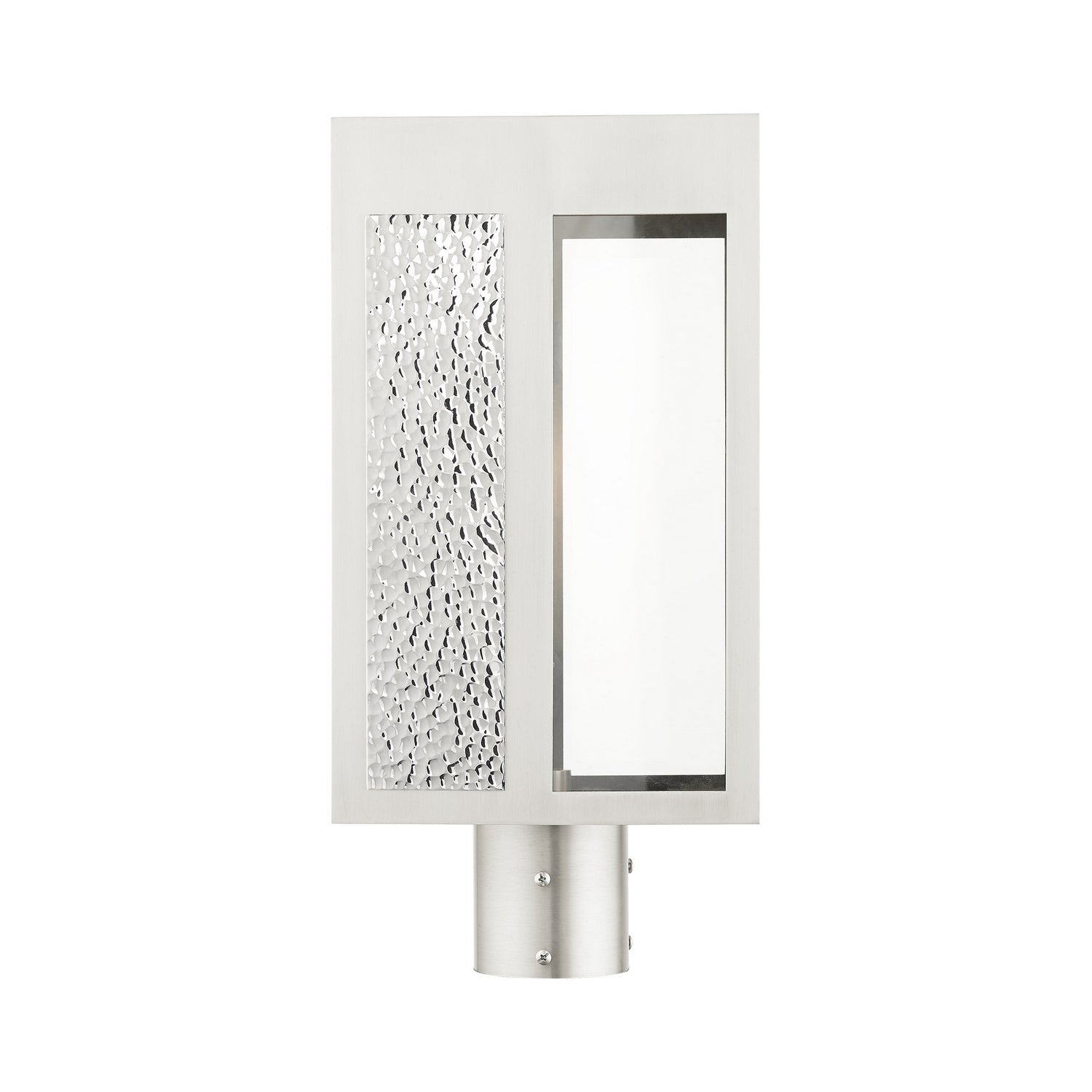 Livex Lighting - 27416-91 - One Light Outdoor Post Top Lantern - Lafayette - Brushed Nickel w/ Hammered Polished Nickel Panels