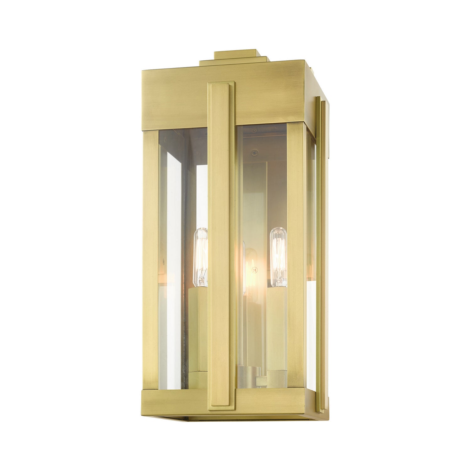 Livex Lighting - 27714-08 - Three Light Outdoor Wall Lantern - Lexington - Natural Brass