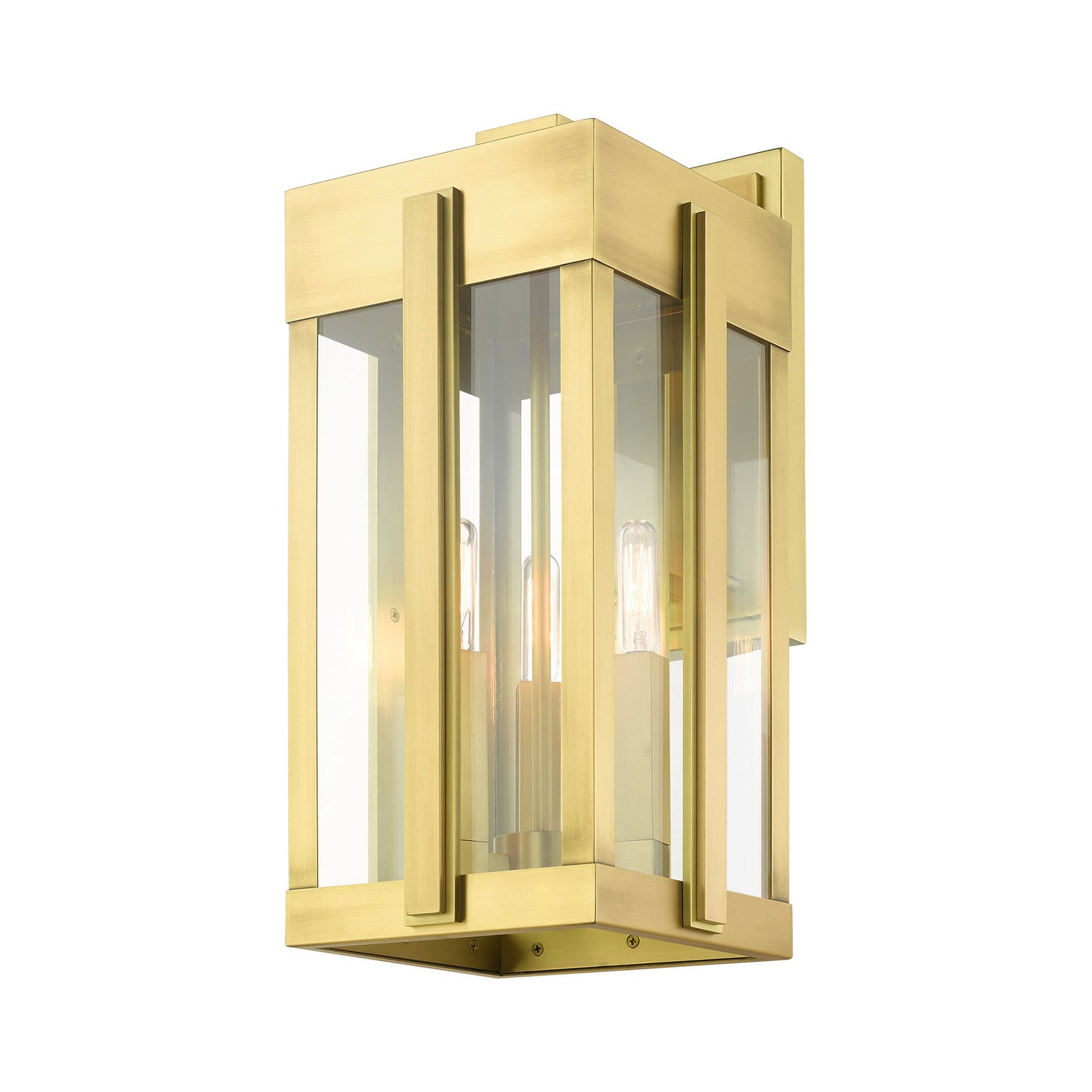 Livex Lighting - 27714-08 - Three Light Outdoor Wall Lantern - Lexington - Natural Brass