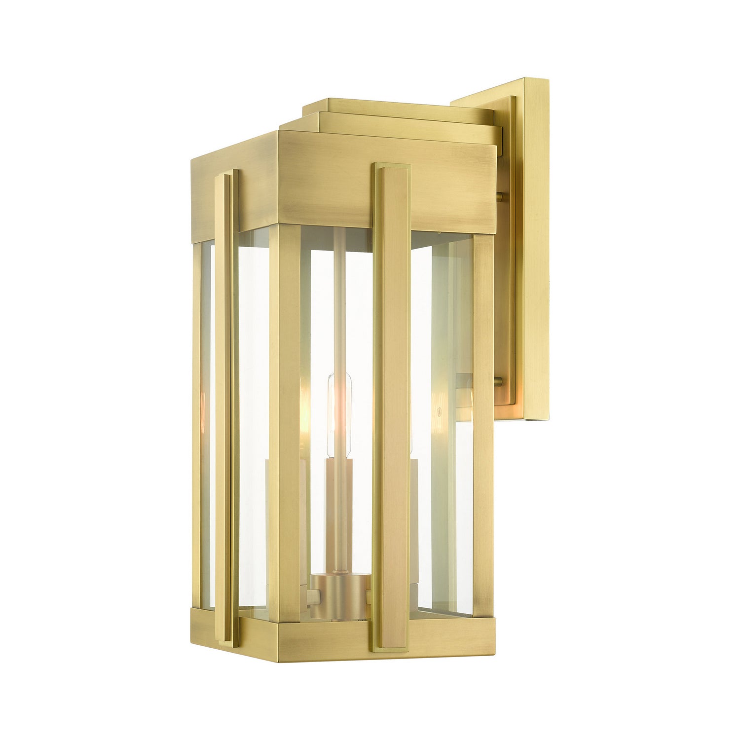 Livex Lighting - 27714-08 - Three Light Outdoor Wall Lantern - Lexington - Natural Brass