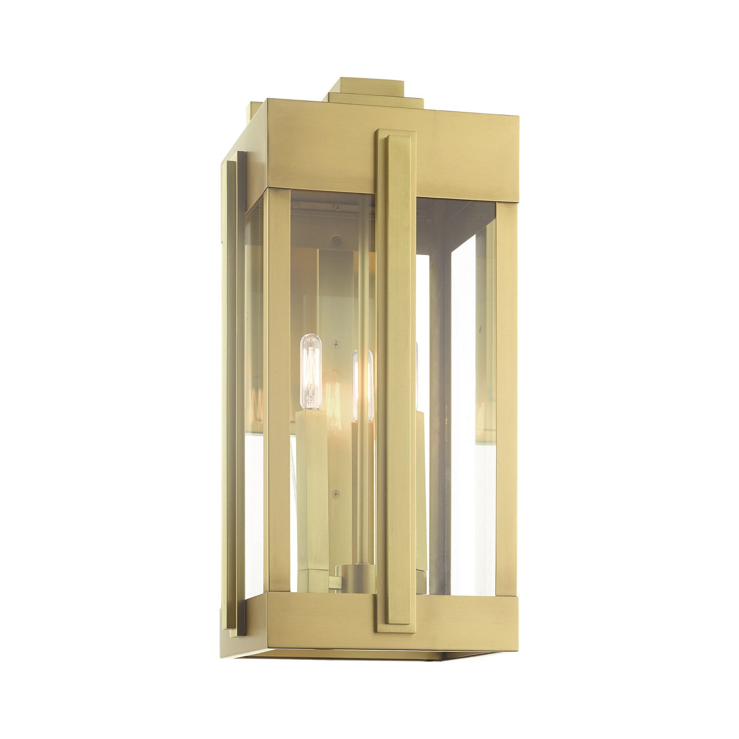 Livex Lighting - 27715-08 - Three Light Outdoor Wall Lantern - Lexington - Natural Brass