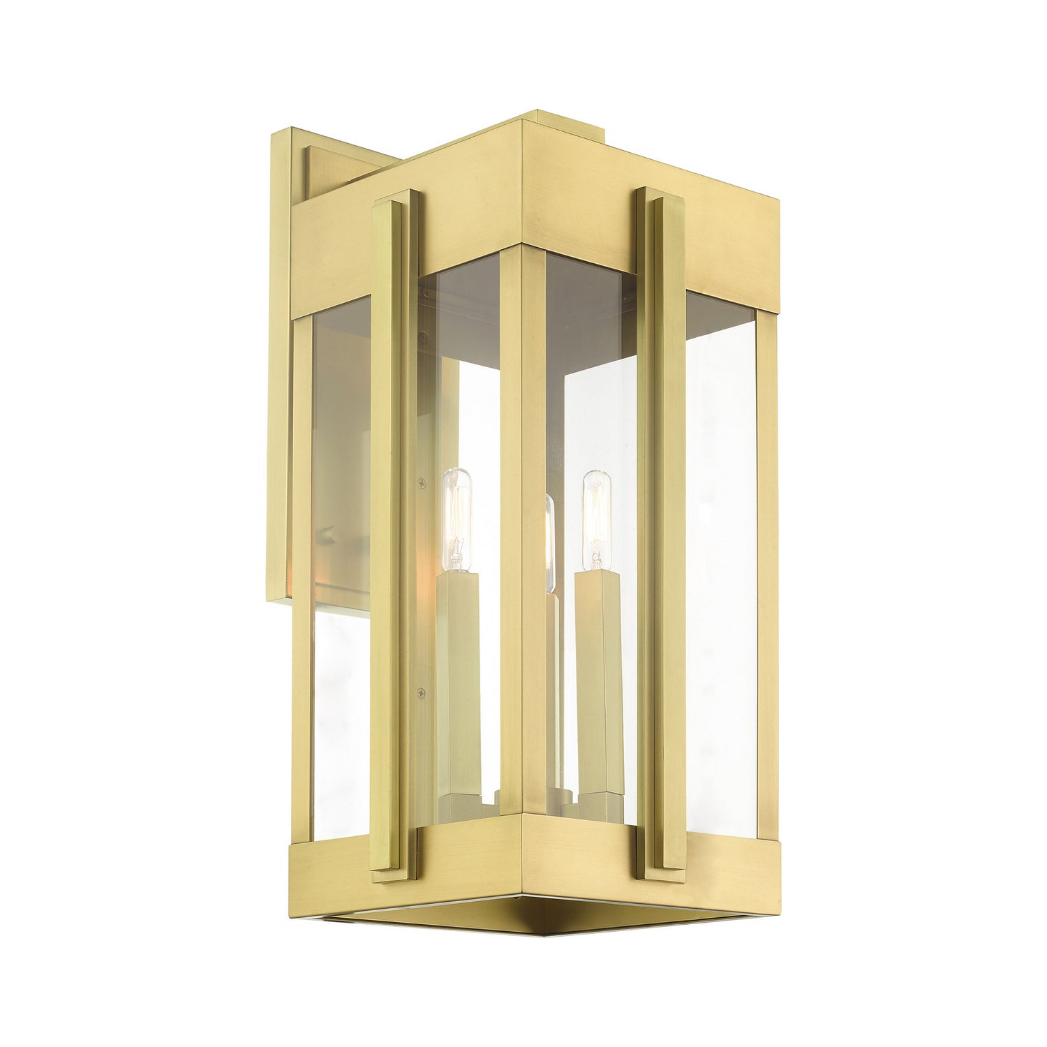 Livex Lighting - 27715-08 - Three Light Outdoor Wall Lantern - Lexington - Natural Brass