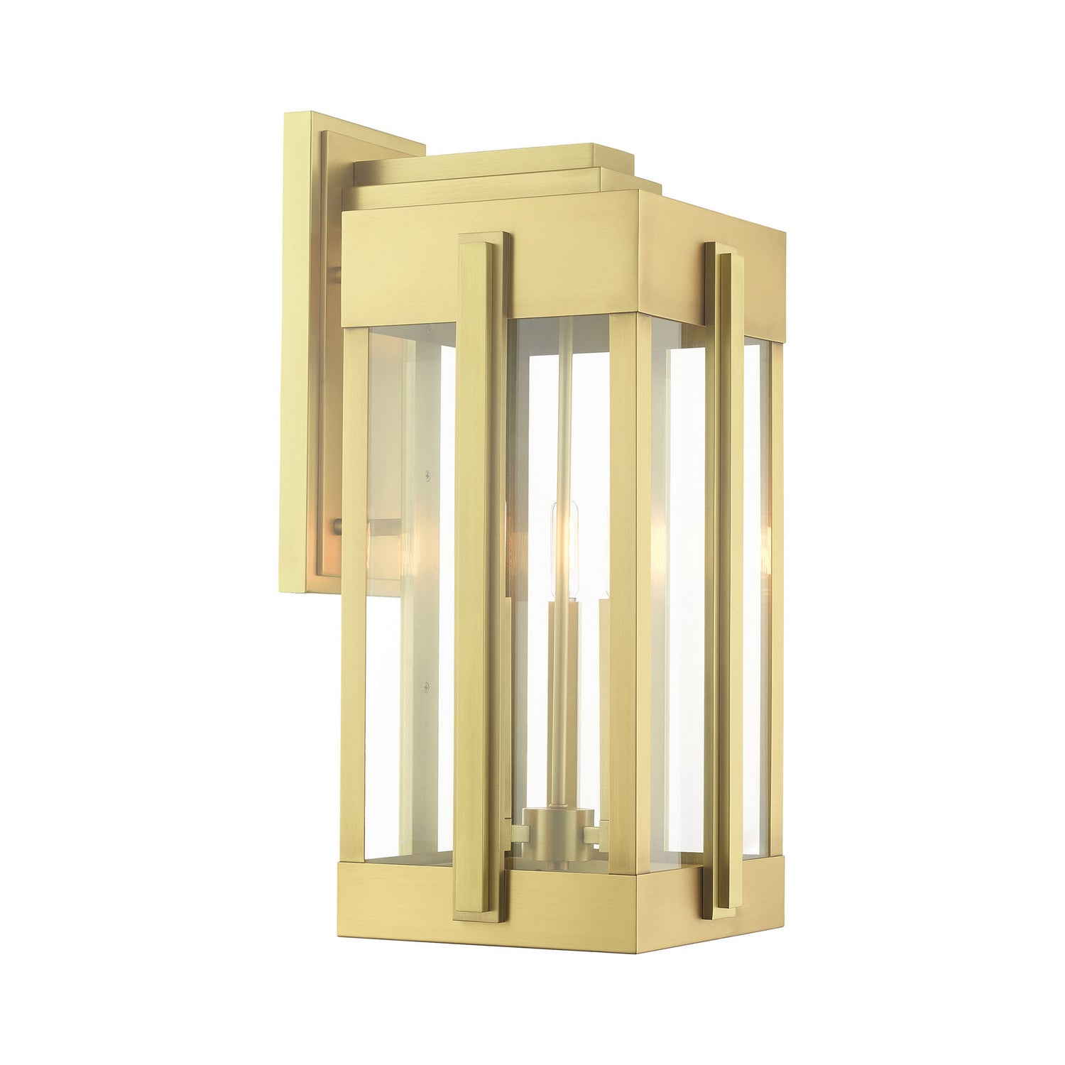 Livex Lighting - 27715-08 - Three Light Outdoor Wall Lantern - Lexington - Natural Brass