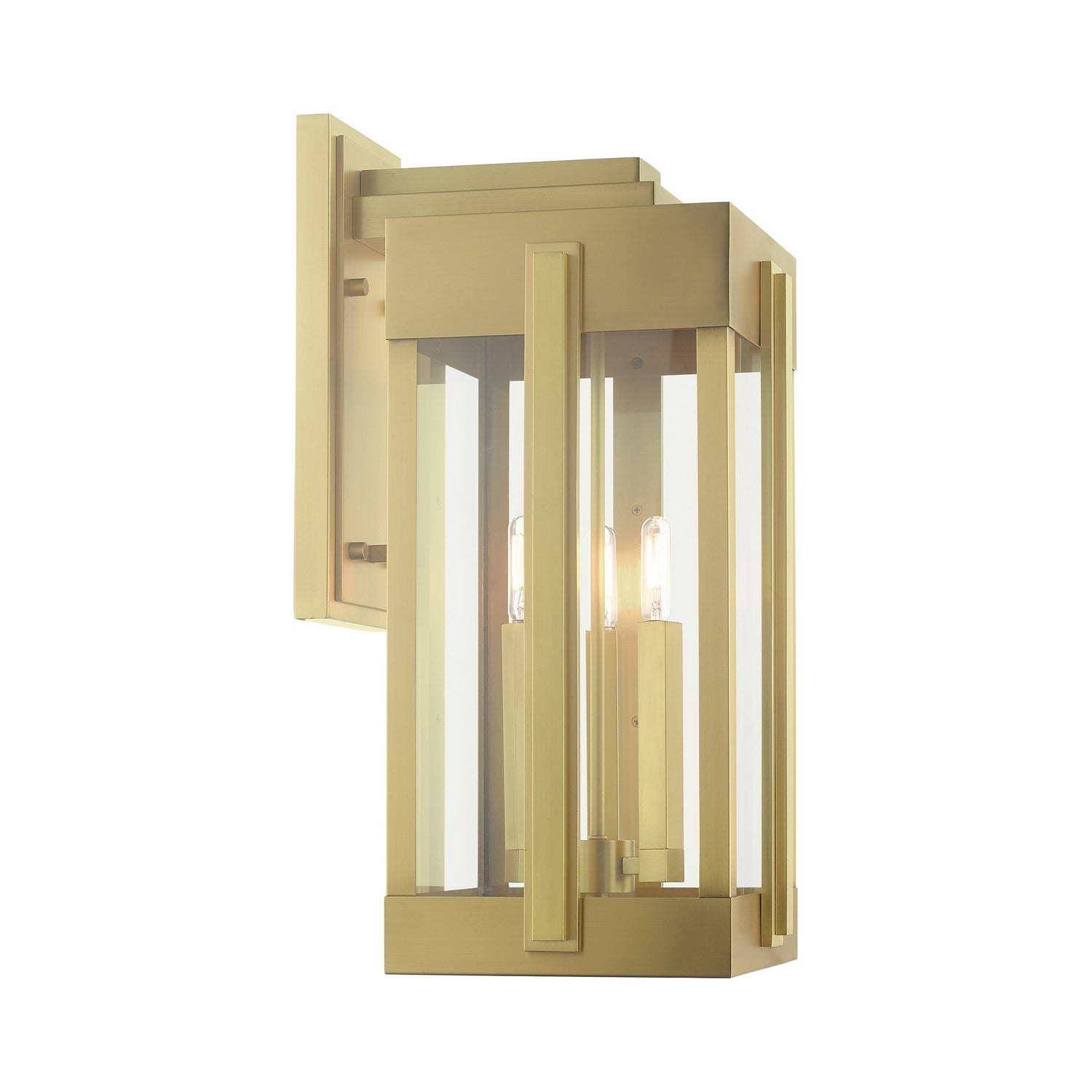 Livex Lighting - 27715-08 - Three Light Outdoor Wall Lantern - Lexington - Natural Brass