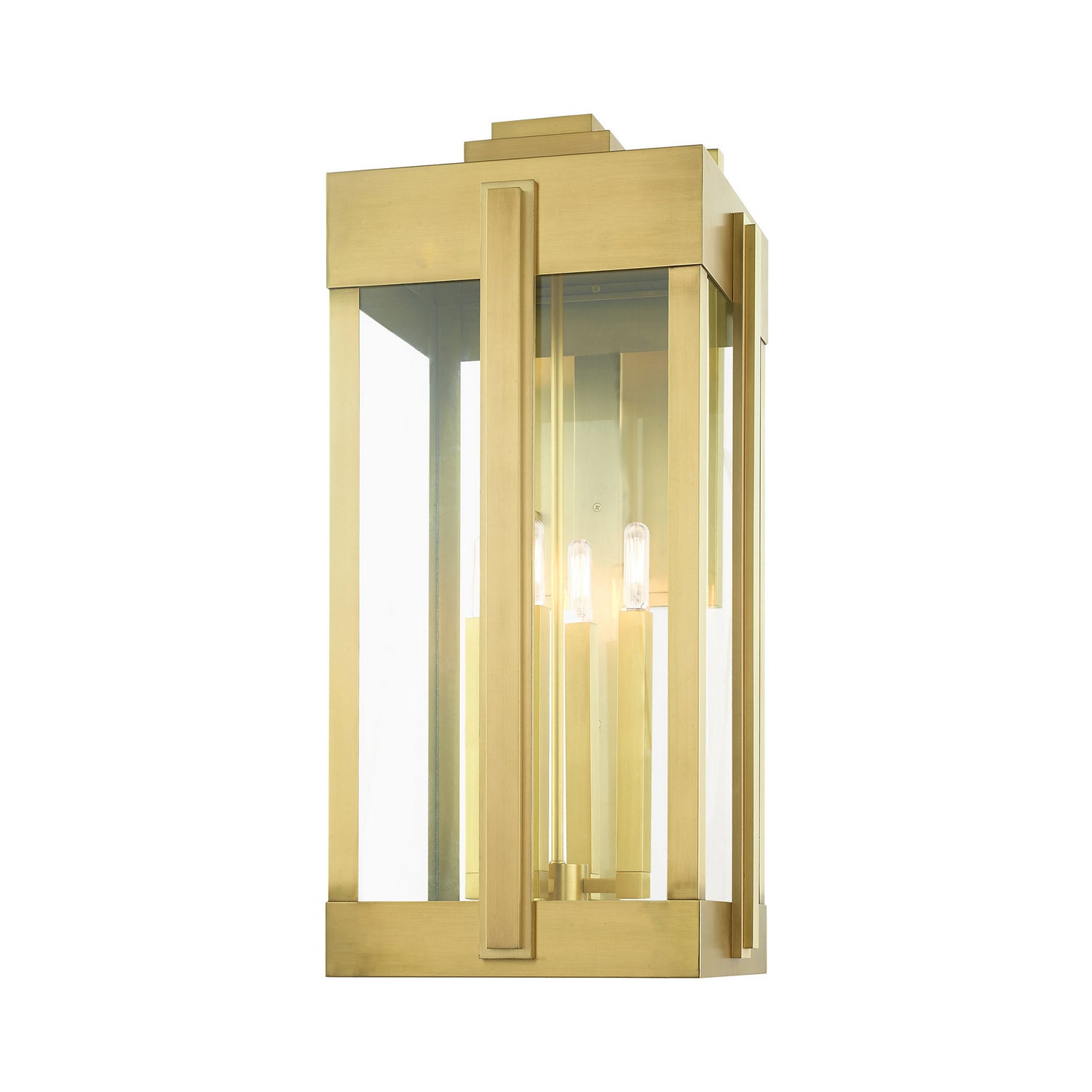 Livex Lighting - 27716-08 - Four Light Outdoor Wall Lantern - Lexington - Natural Brass
