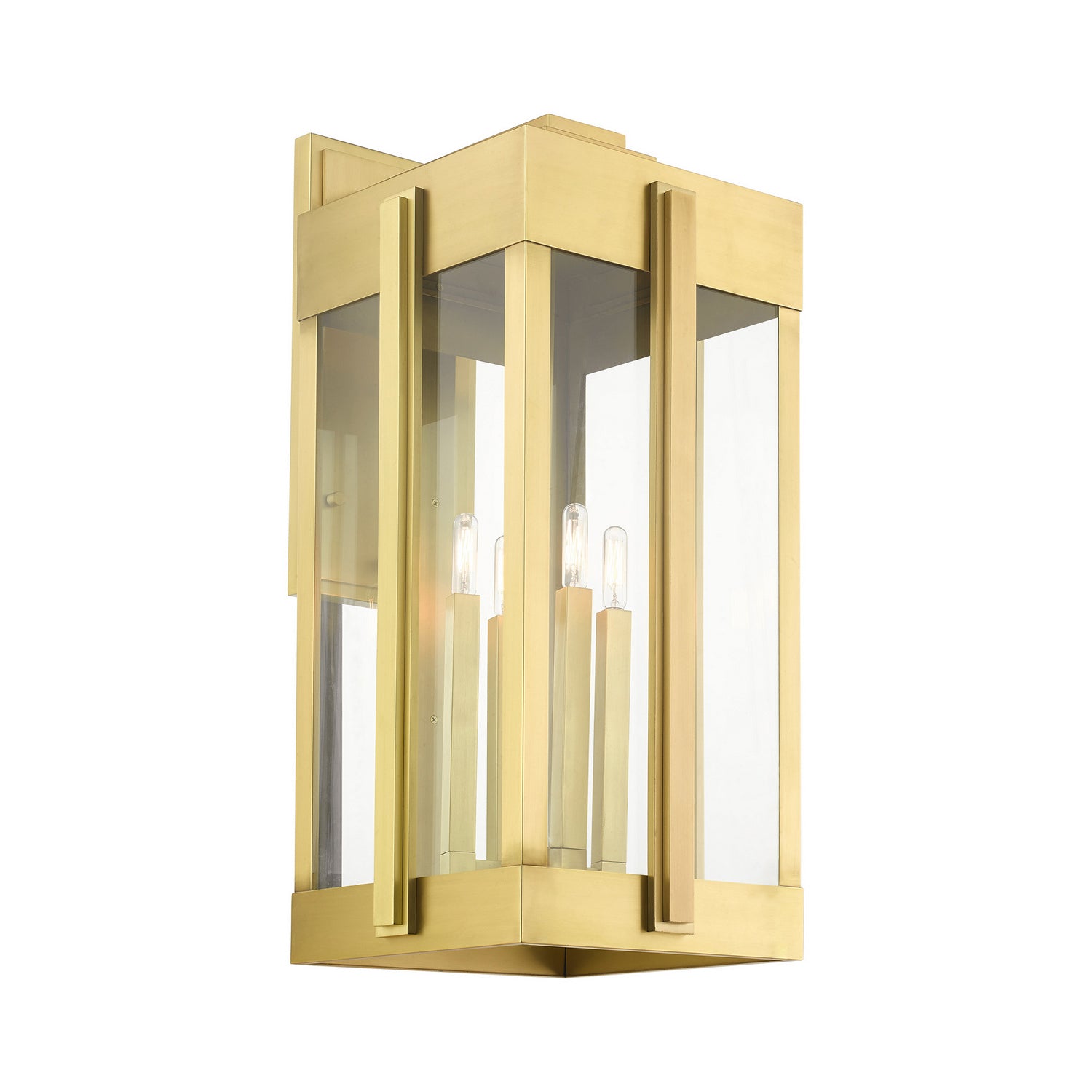 Livex Lighting - 27716-08 - Four Light Outdoor Wall Lantern - Lexington - Natural Brass