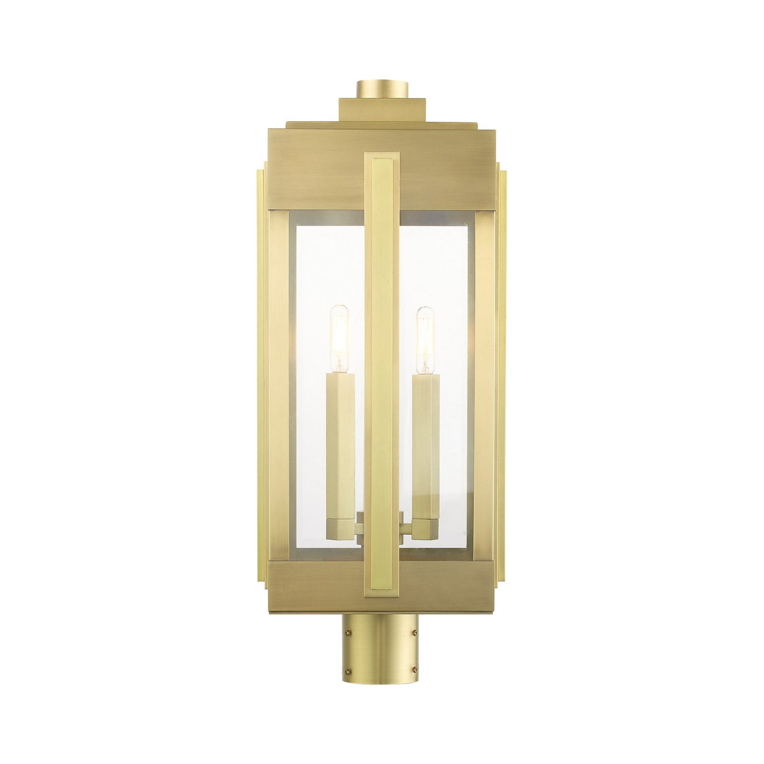 Livex Lighting - 27717-08 - Three Light Outdoor Post Top Lantern - Lexington - Natural Brass