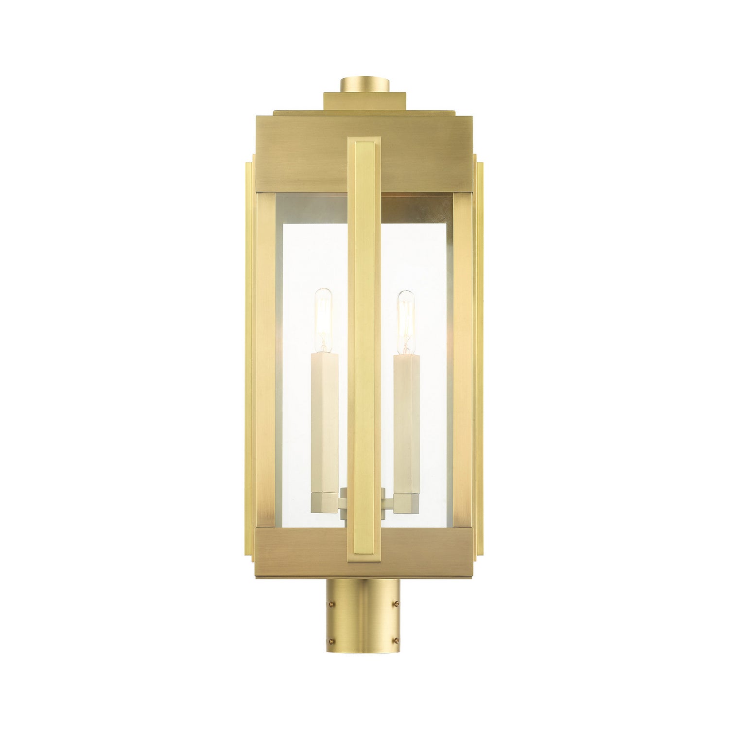 Livex Lighting - 27717-08 - Three Light Outdoor Post Top Lantern - Lexington - Natural Brass