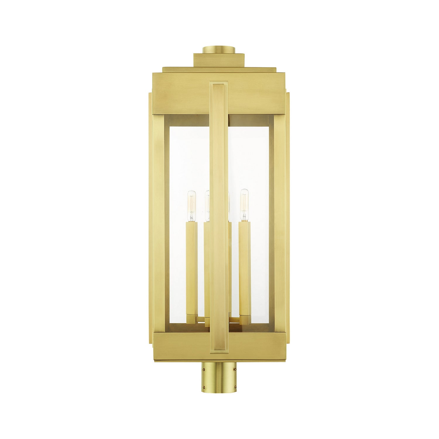 Livex Lighting - 27719-08 - Four Light Outdoor Post Top Lantern - Lexington - Natural Brass