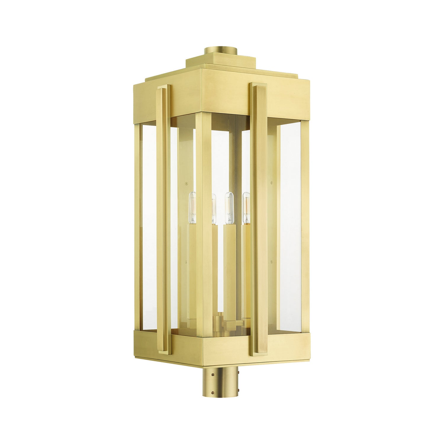Livex Lighting - 27719-08 - Four Light Outdoor Post Top Lantern - Lexington - Natural Brass