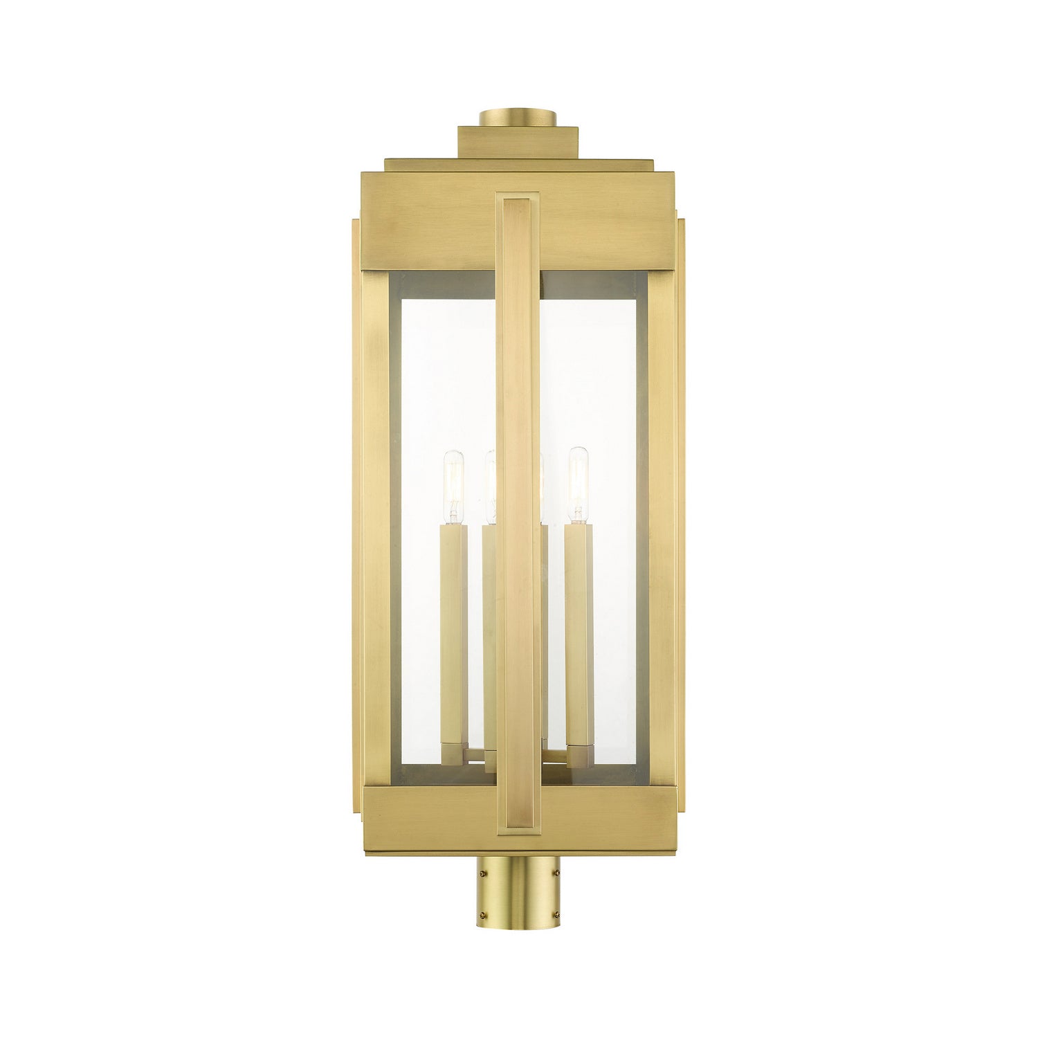 Livex Lighting - 27719-08 - Four Light Outdoor Post Top Lantern - Lexington - Natural Brass