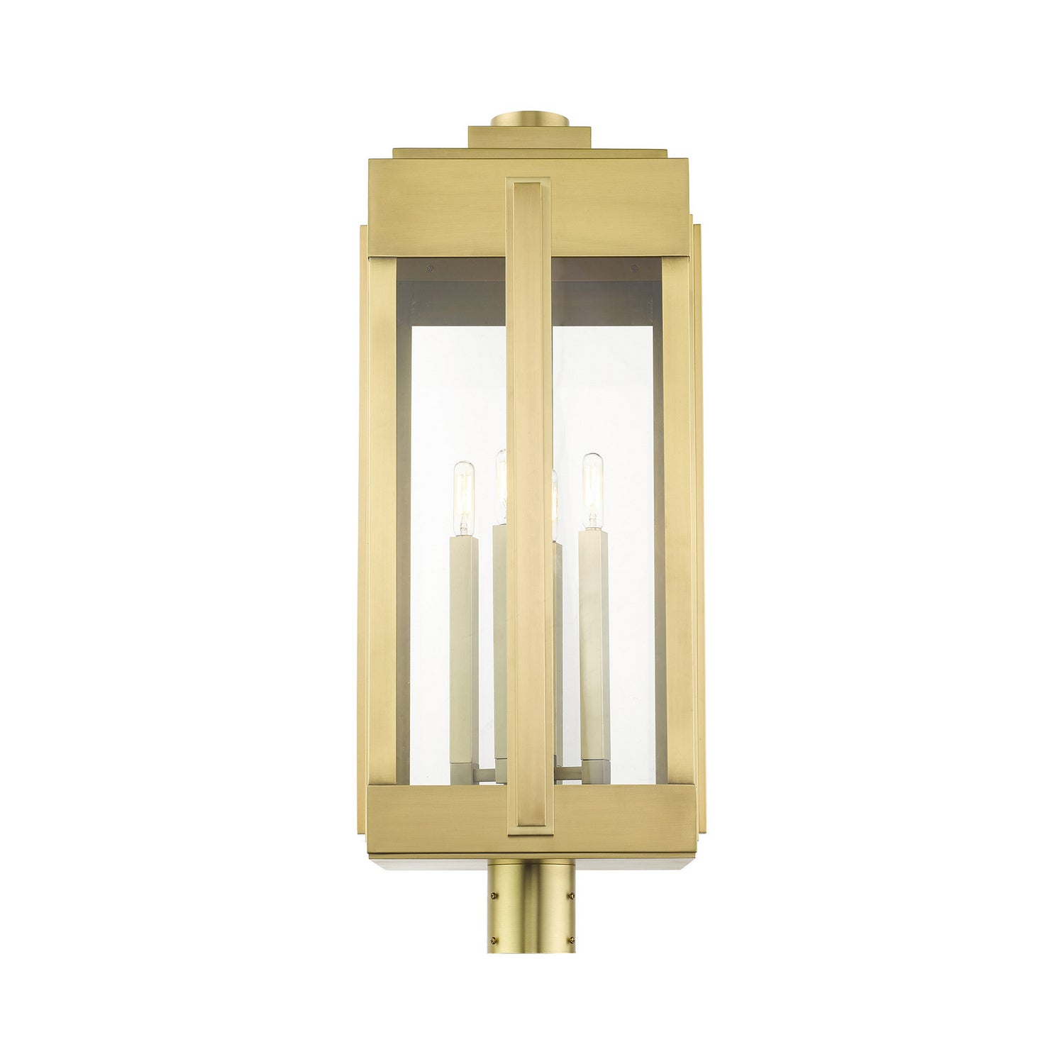 Livex Lighting - 27719-08 - Four Light Outdoor Post Top Lantern - Lexington - Natural Brass