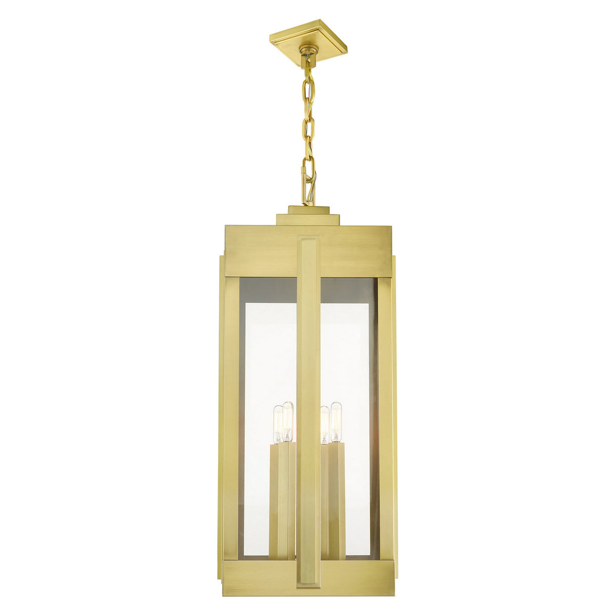 Livex Lighting - 27720-08 - Four Light Outdoor Pendant - Lexington - Natural Brass
