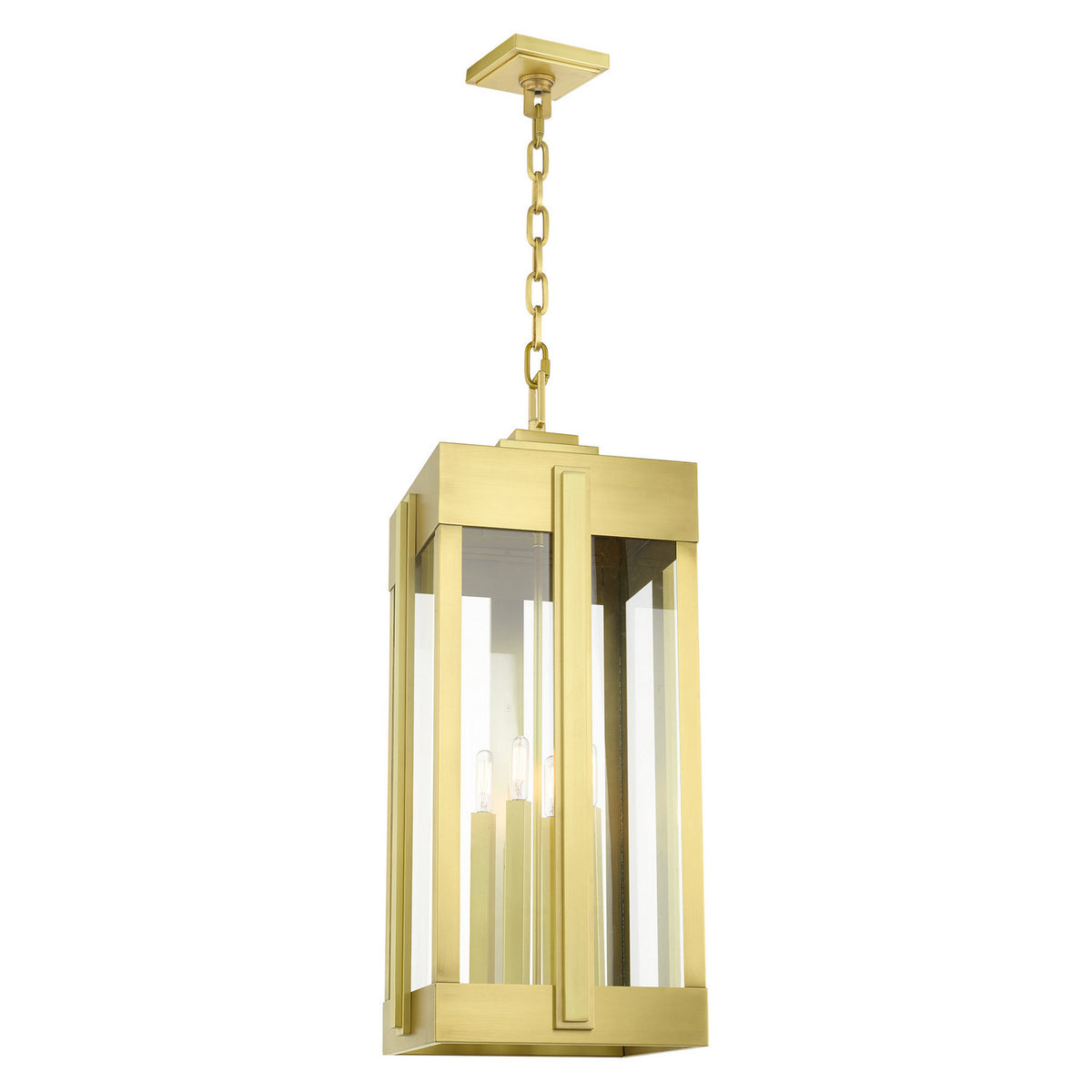 Livex Lighting - 27720-08 - Four Light Outdoor Pendant - Lexington - Natural Brass