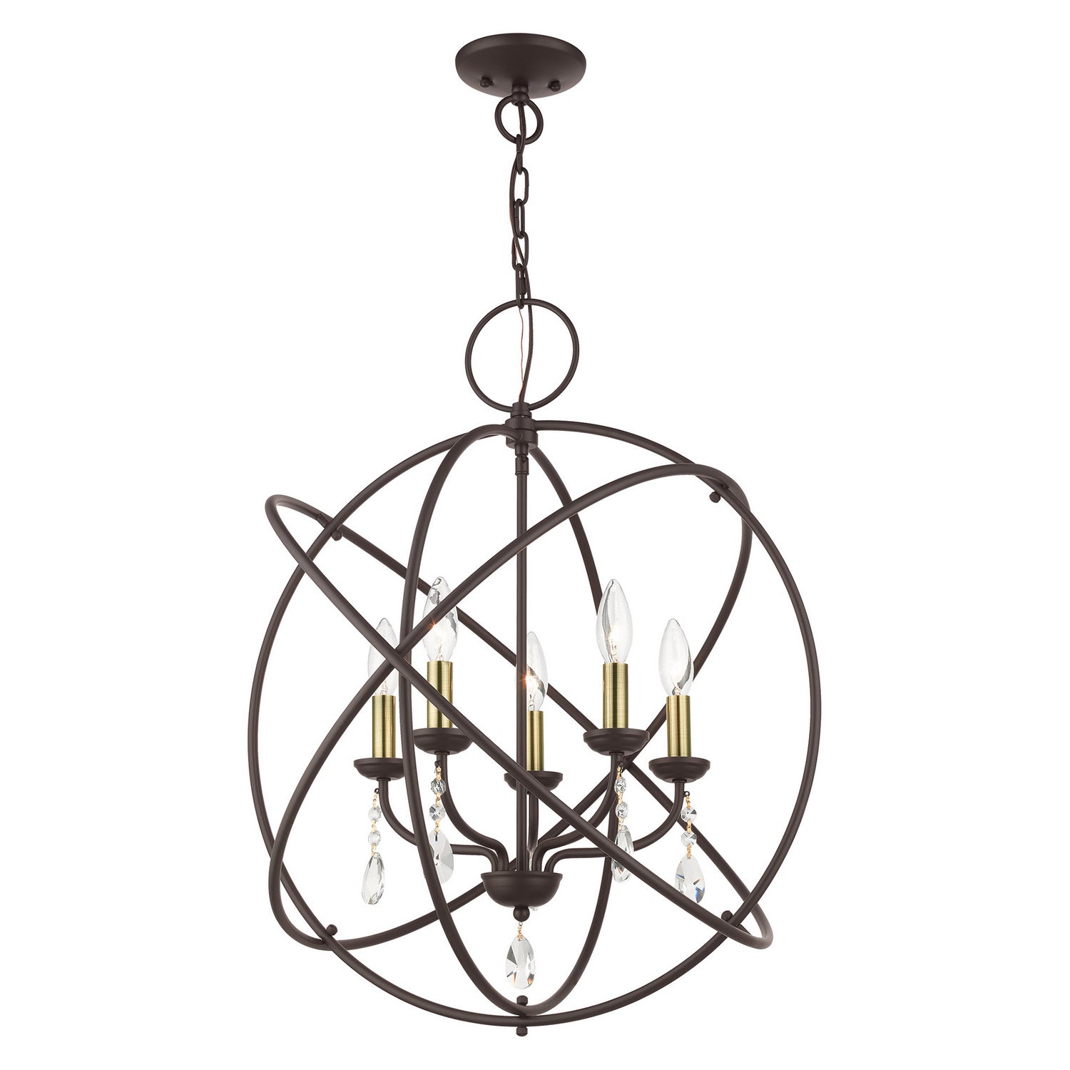 Livex Lighting - 40905-07 - Five Light Chandelier - Aria - Bronze w/ Antique Brasss