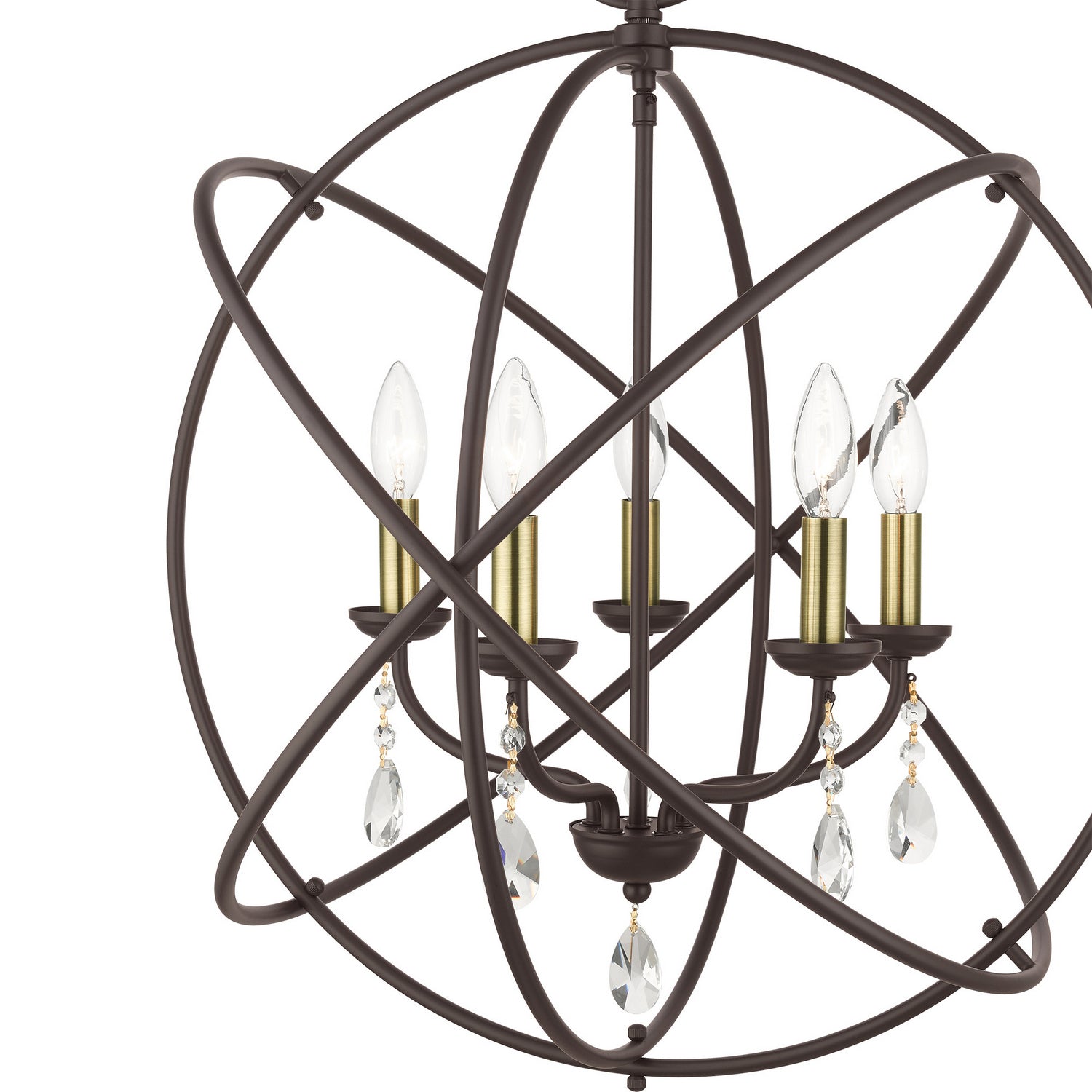 Livex Lighting - 40905-07 - Five Light Chandelier - Aria - Bronze w/ Antique Brasss