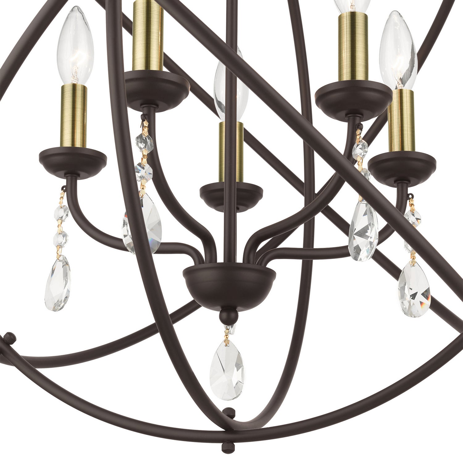 Livex Lighting - 40905-07 - Five Light Chandelier - Aria - Bronze w/ Antique Brasss
