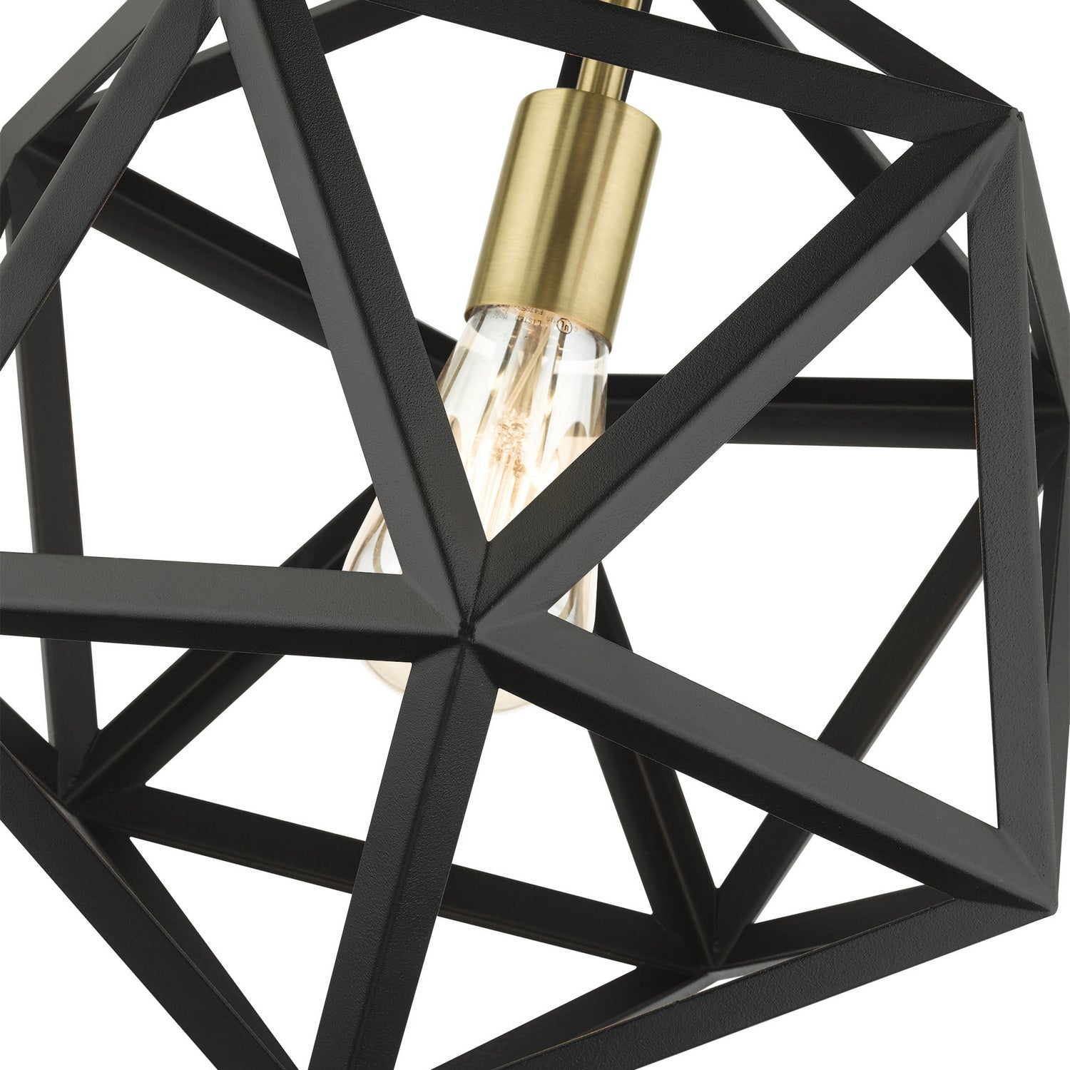 Livex Lighting - 41328-14 - One Light Pendant - Ashland - Textured Black w/ Antique Brasss