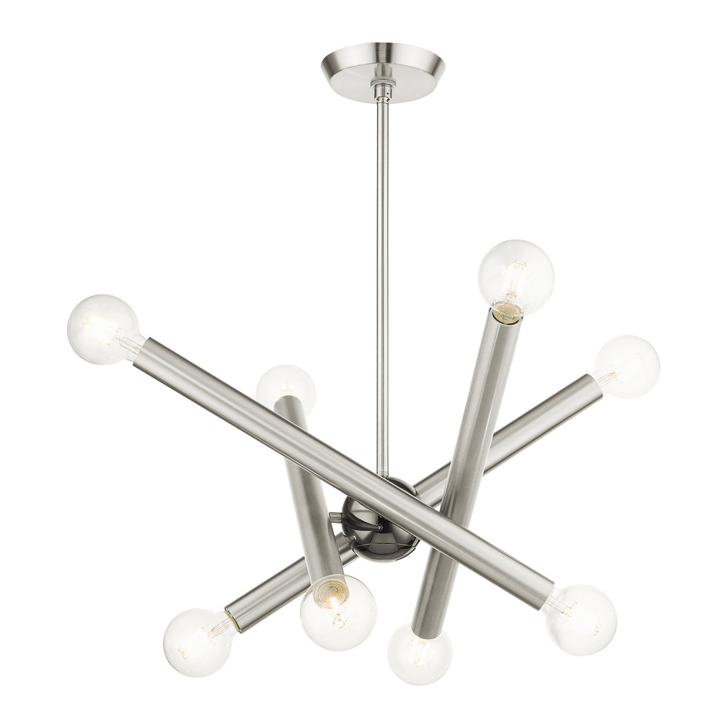 Livex Lighting - 45584-91 - Eight Light Chandelier - Stafford - Brushed Nickel w/ Black Chromes