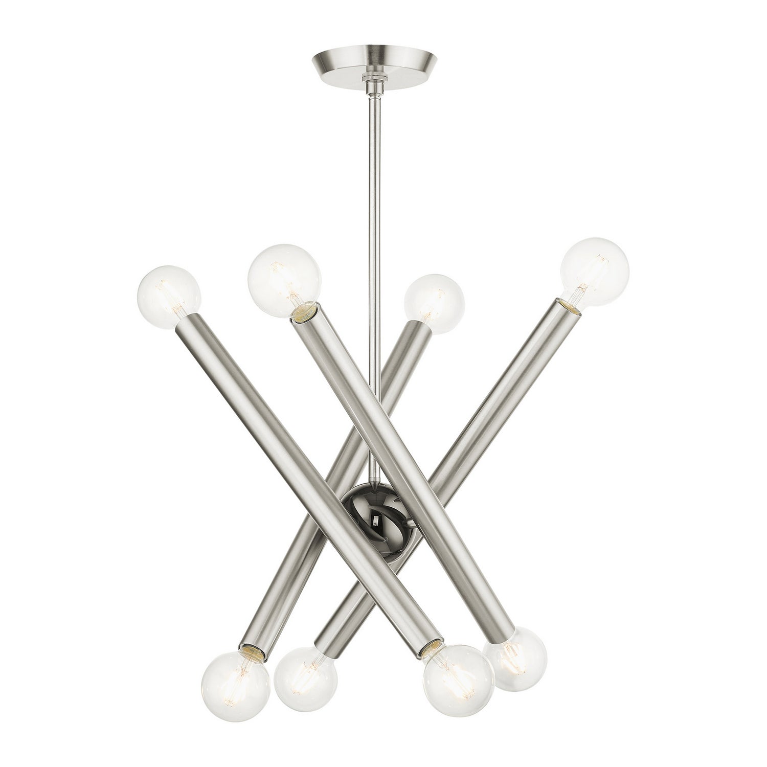 Livex Lighting - 45584-91 - Eight Light Chandelier - Stafford - Brushed Nickel w/ Black Chromes