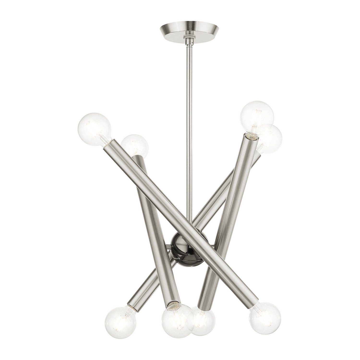 Livex Lighting - 45584-91 - Eight Light Chandelier - Stafford - Brushed Nickel w/ Black Chromes