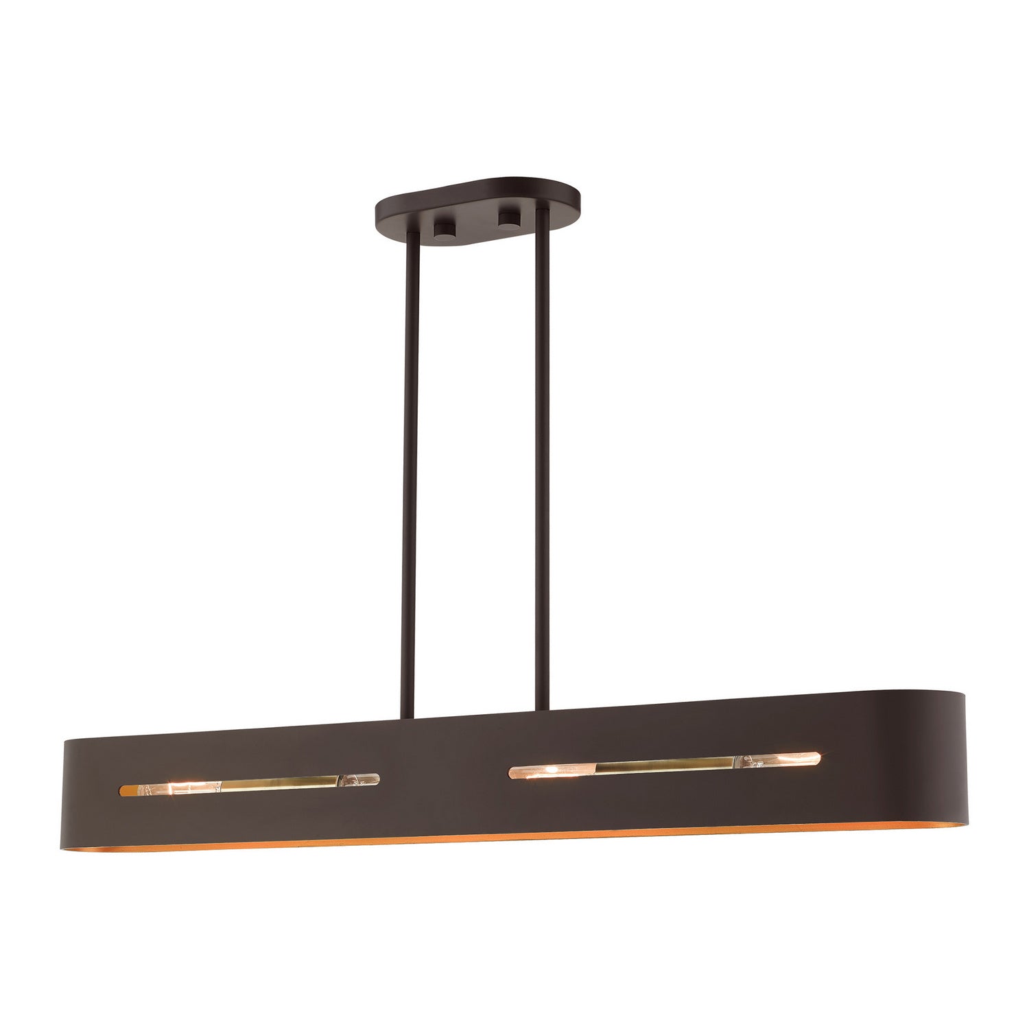Livex Lighting - 45767-07 - Four Light Linear Chandelier - Ravena - Bronze w/ Antique Brasss