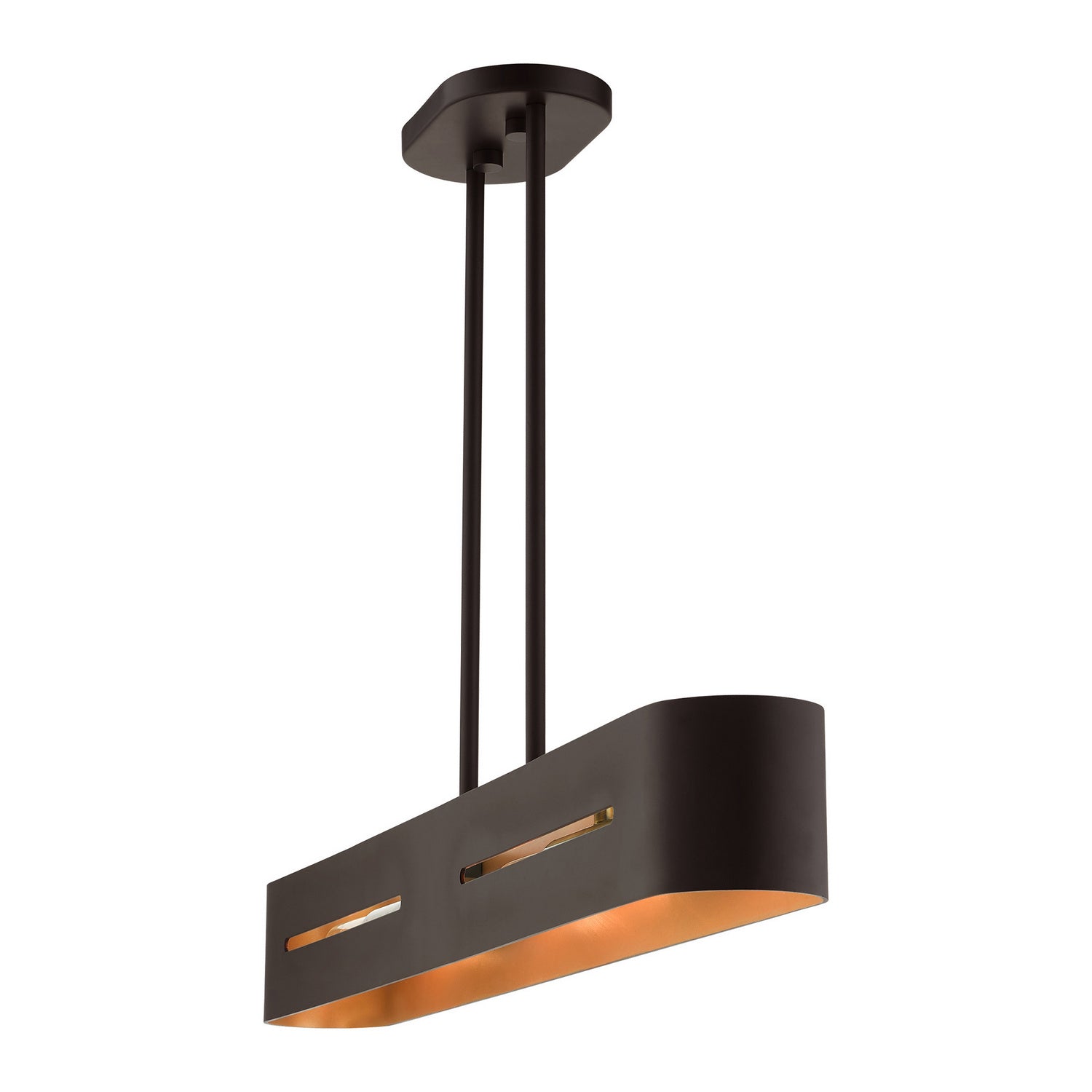Livex Lighting - 45767-07 - Four Light Linear Chandelier - Ravena - Bronze w/ Antique Brasss