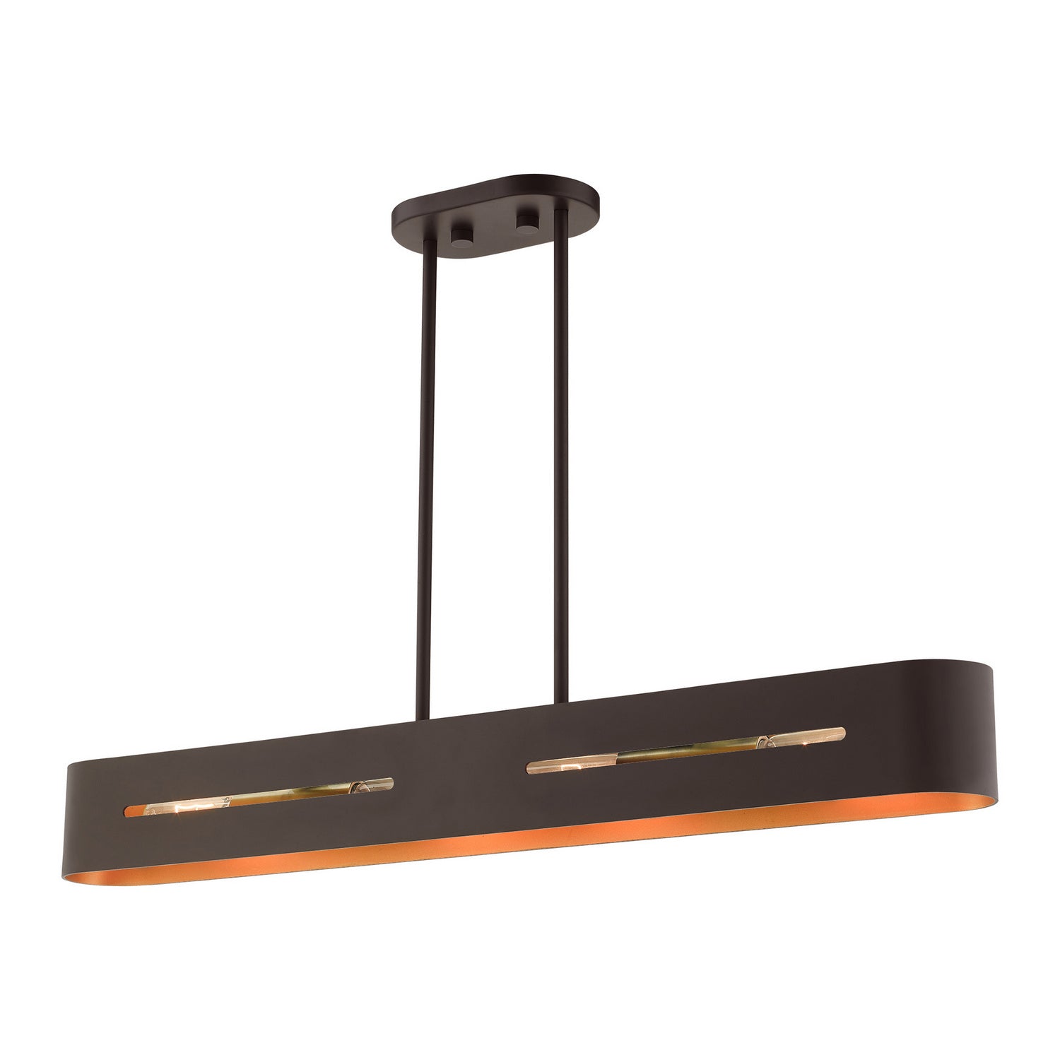 Livex Lighting - 45767-07 - Four Light Linear Chandelier - Ravena - Bronze w/ Antique Brasss