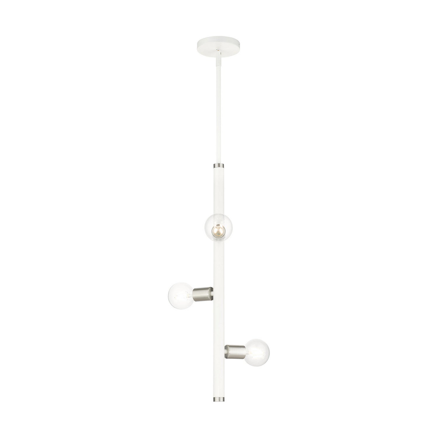 Livex Lighting - 45863-03 - Three Light Pendant - Bannister - White w/ Brushed Nickels