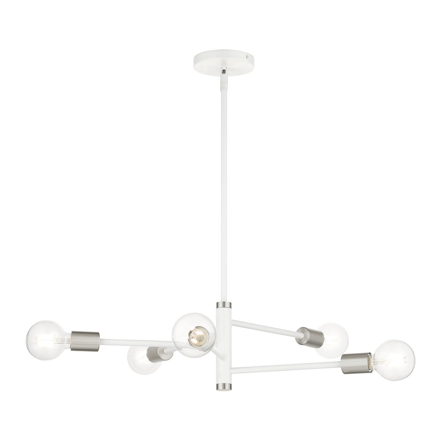 Livex Lighting - 45865-03 - Five Light Chandelier - Bannister - White w/ Brushed Nickels