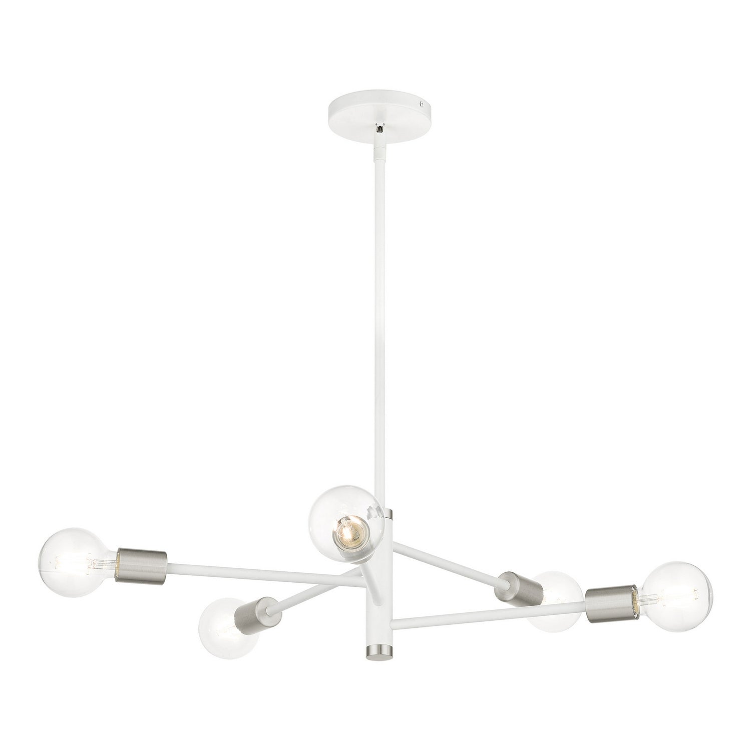 Livex Lighting - 45865-03 - Five Light Chandelier - Bannister - White w/ Brushed Nickels