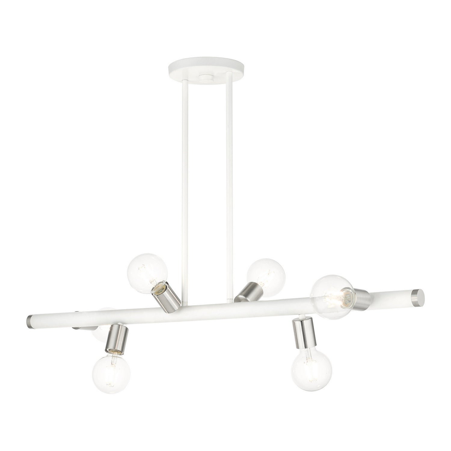 Livex Lighting - 45866-03 - Six Light Linear Chandelier - Bannister - White w/ Brushed Nickels