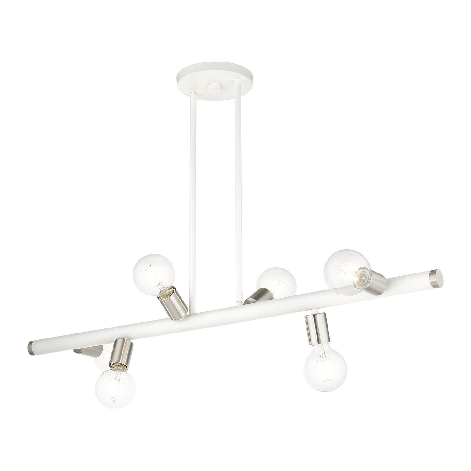 Livex Lighting - 45866-03 - Six Light Linear Chandelier - Bannister - White w/ Brushed Nickels