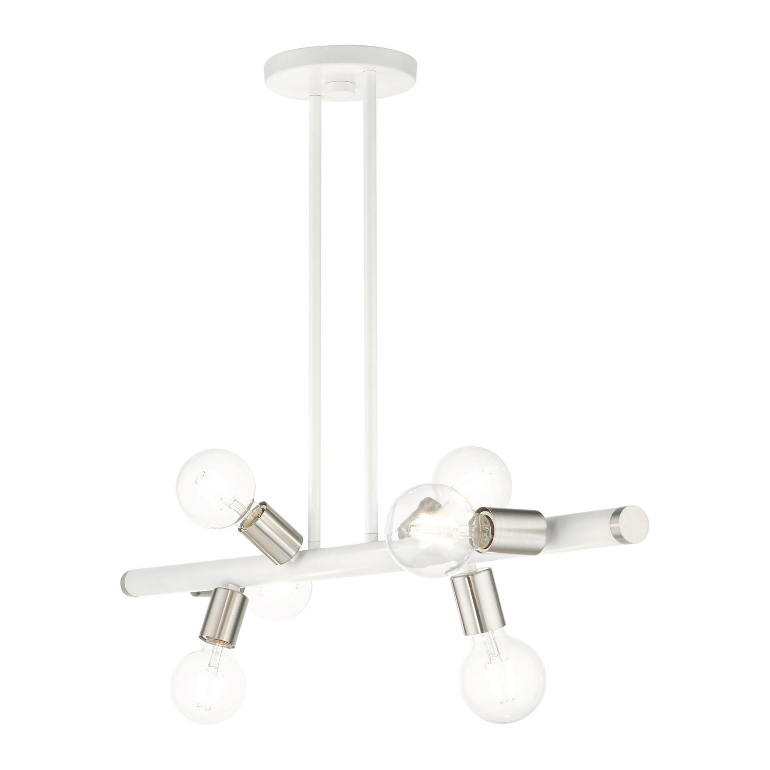 Livex Lighting - 45866-03 - Six Light Linear Chandelier - Bannister - White w/ Brushed Nickels