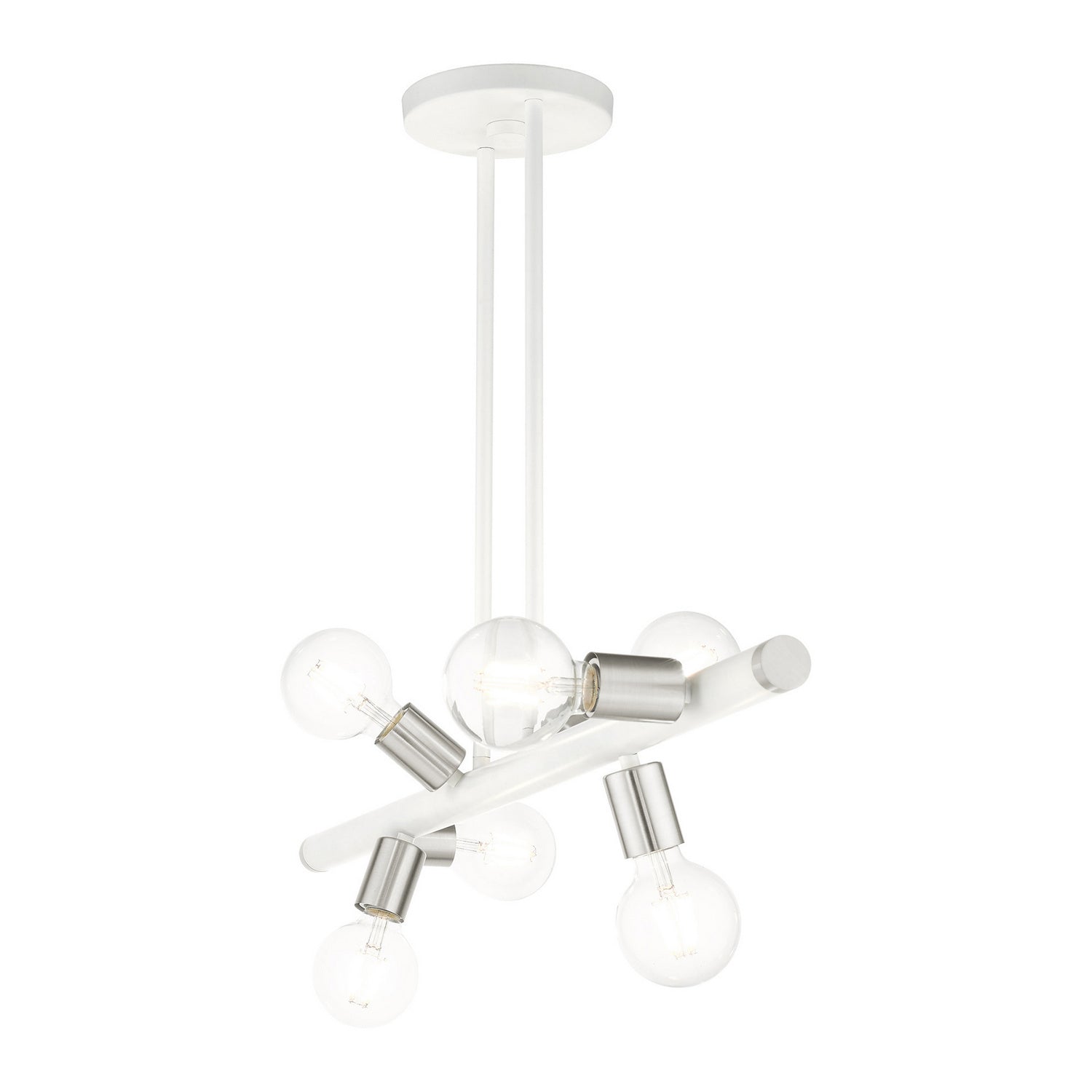 Livex Lighting - 45866-03 - Six Light Linear Chandelier - Bannister - White w/ Brushed Nickels
