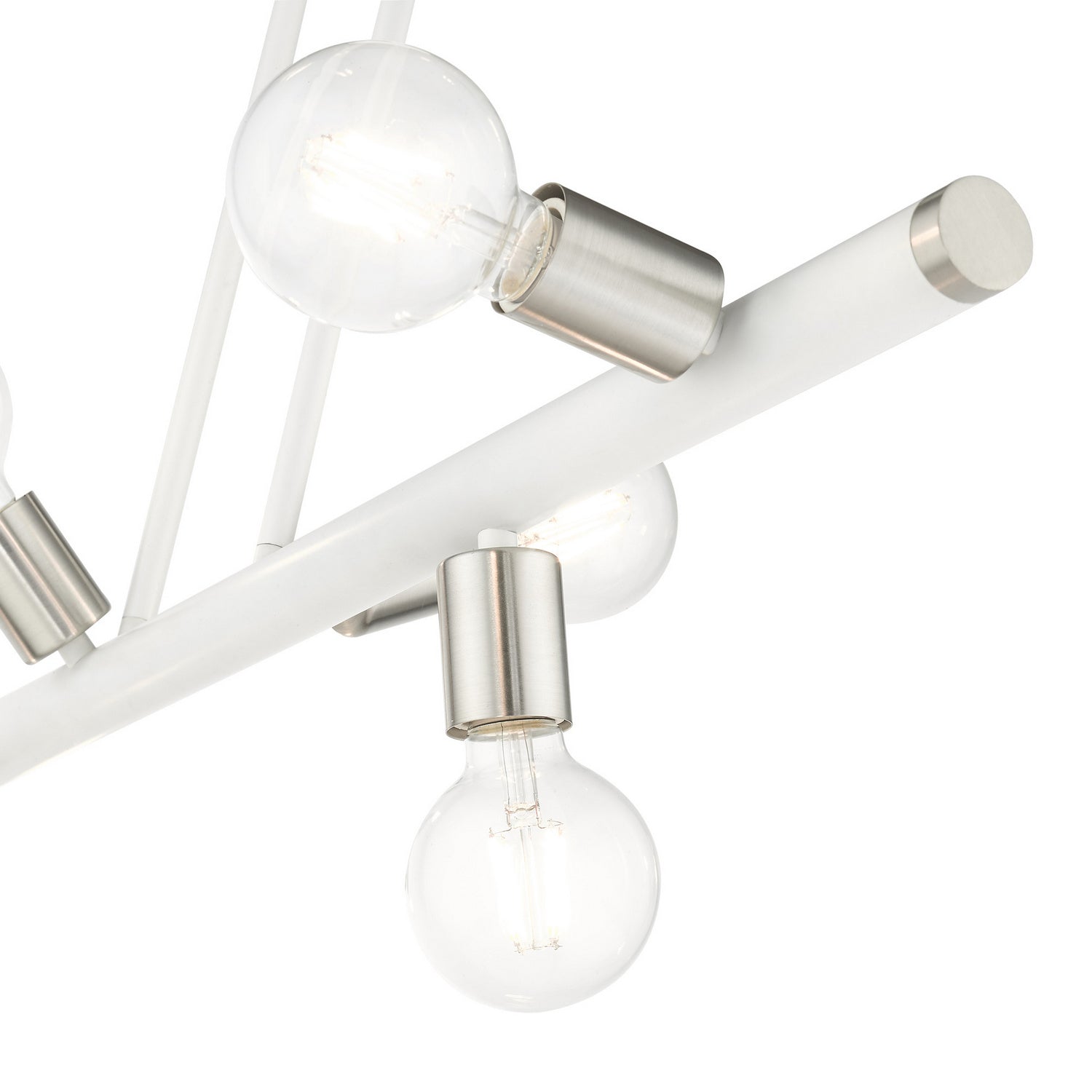 Livex Lighting - 45866-03 - Six Light Linear Chandelier - Bannister - White w/ Brushed Nickels