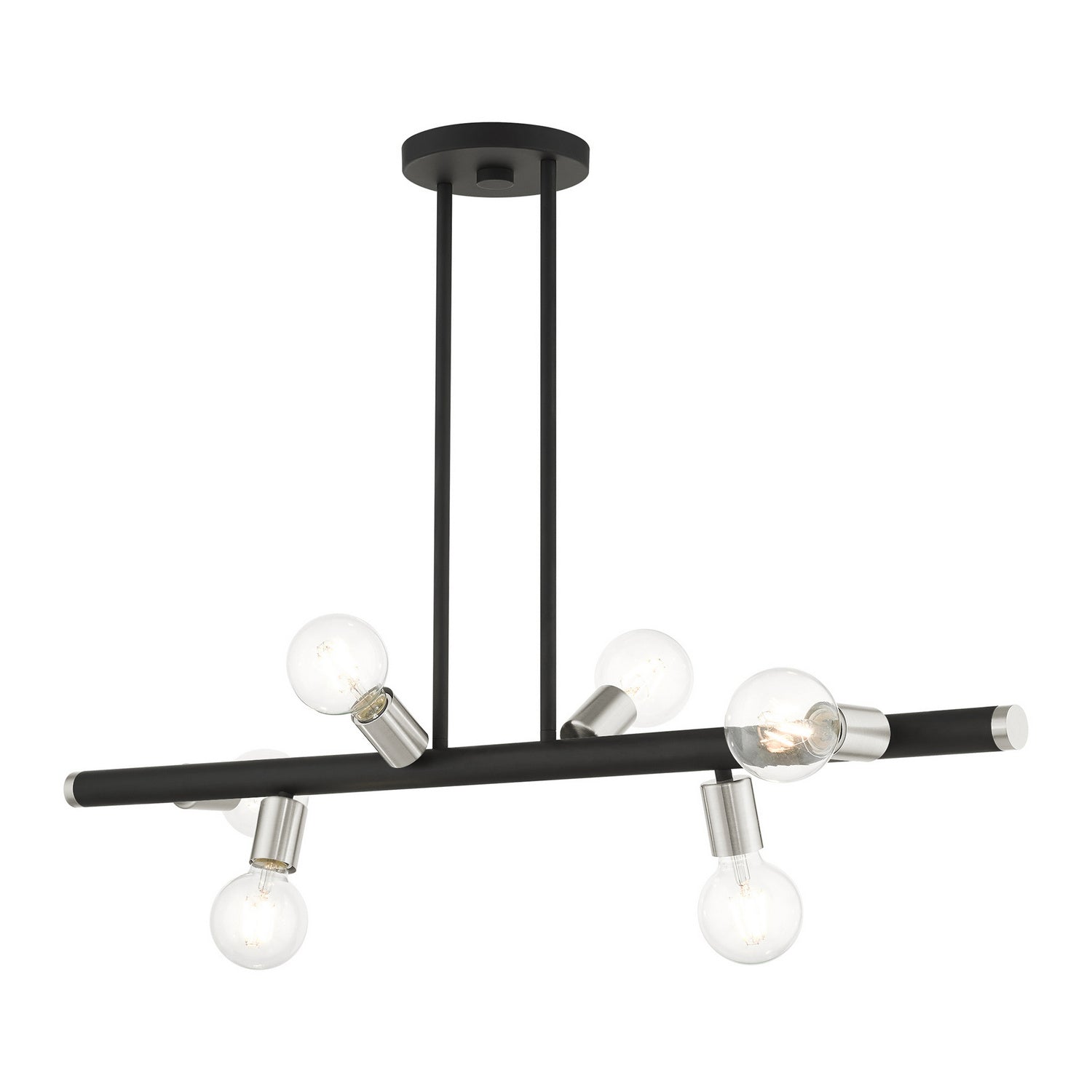 Livex Lighting - 45866-04 - Six Light Linear Chandelier - Bannister - Black w/ Brushed Nickels