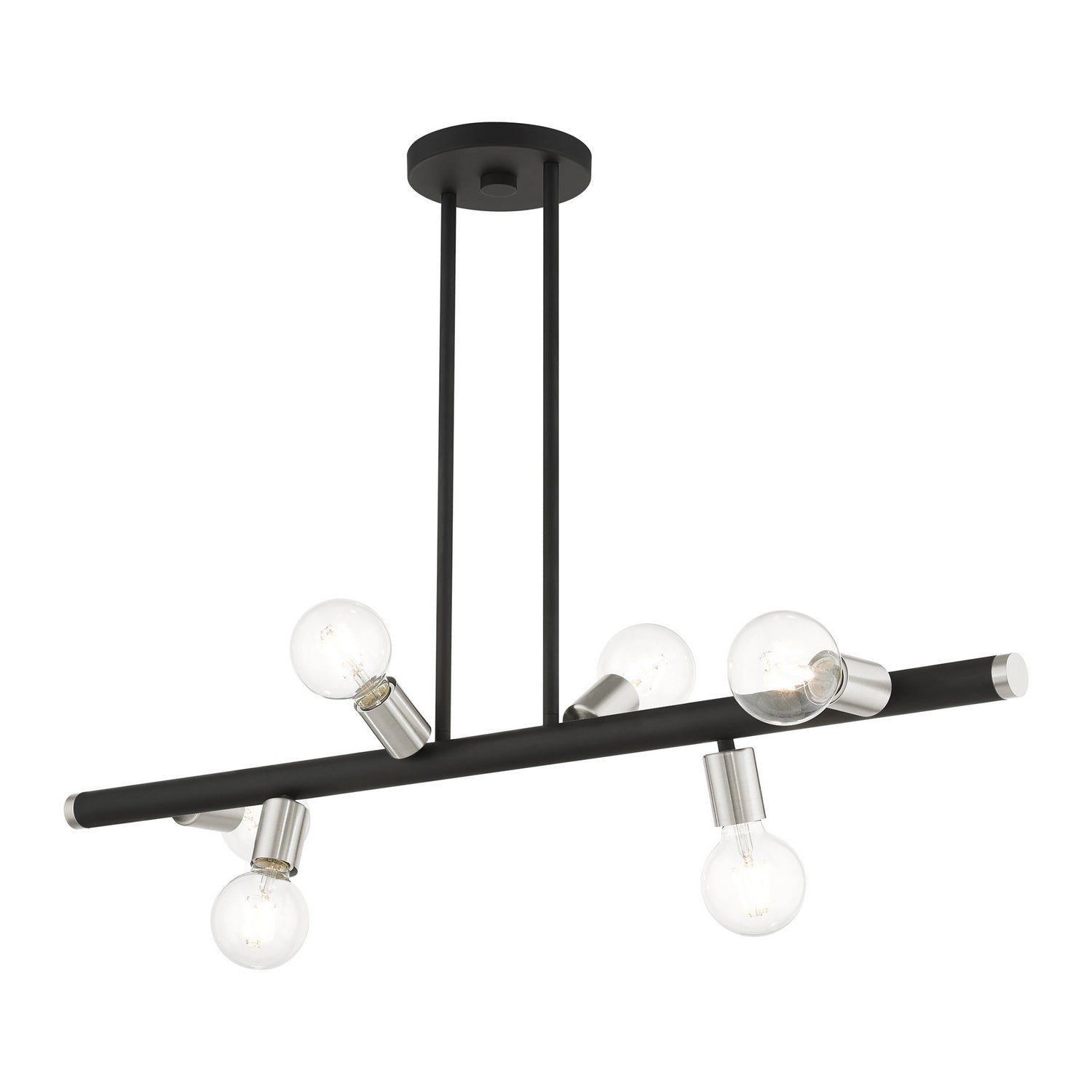 Livex Lighting - 45866-04 - Six Light Linear Chandelier - Bannister - Black w/ Brushed Nickels