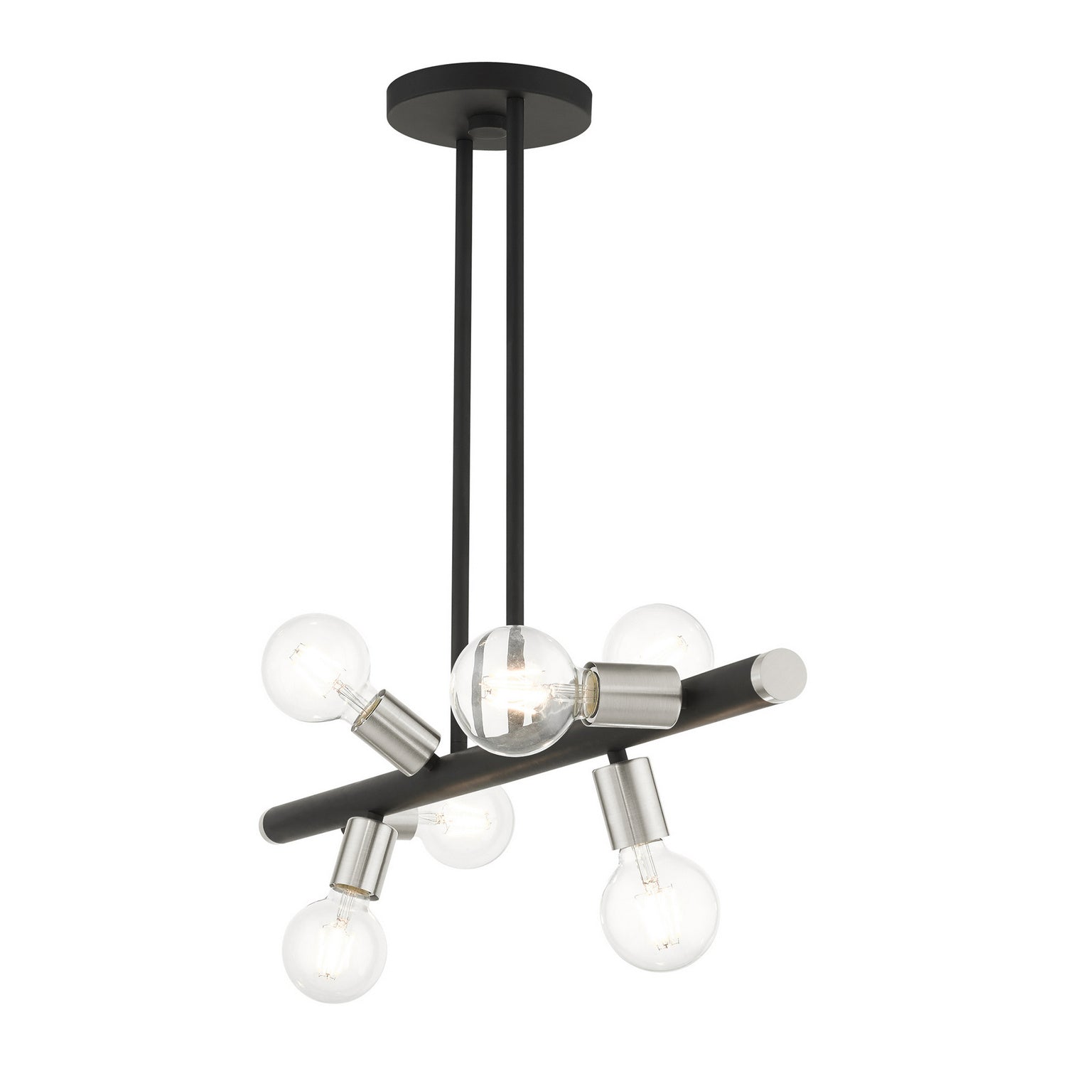 Livex Lighting - 45866-04 - Six Light Linear Chandelier - Bannister - Black w/ Brushed Nickels