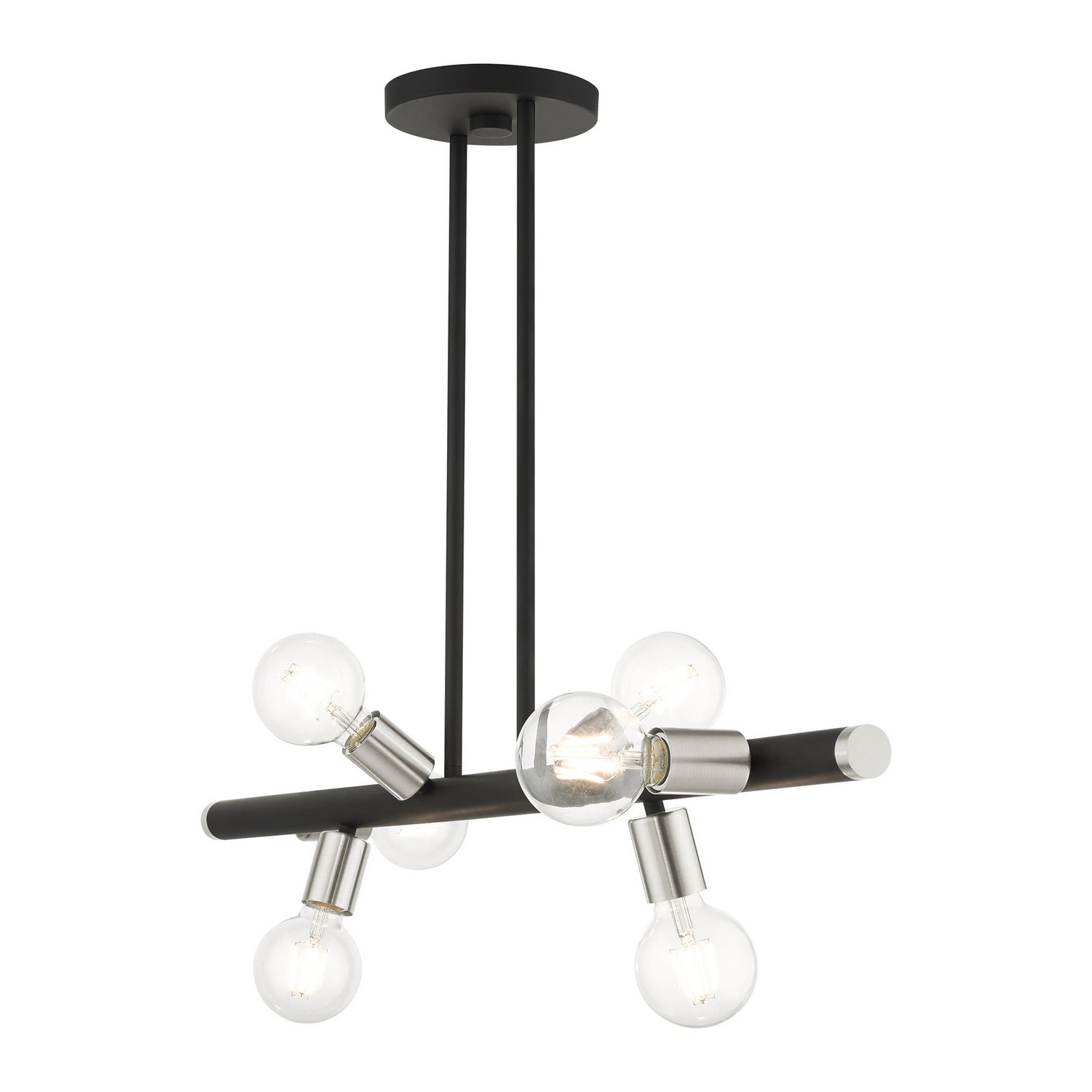 Livex Lighting - 45866-04 - Six Light Linear Chandelier - Bannister - Black w/ Brushed Nickels