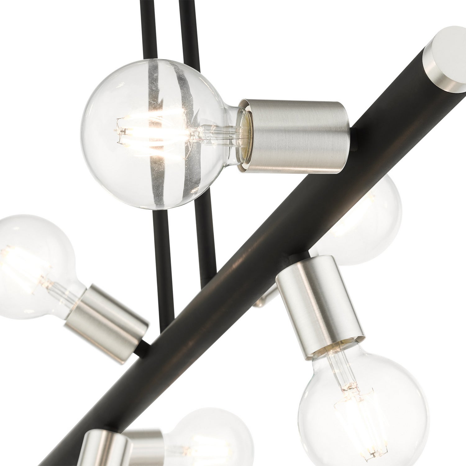 Livex Lighting - 45866-04 - Six Light Linear Chandelier - Bannister - Black w/ Brushed Nickels