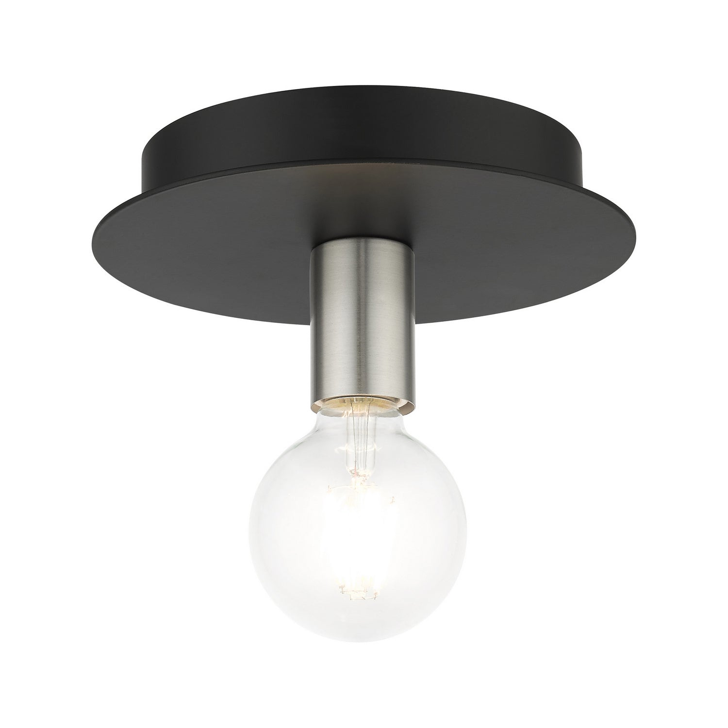 Livex Lighting - 45871-04 - One Light Flush Mount - Hillview - Black w/ Brushed Nickels