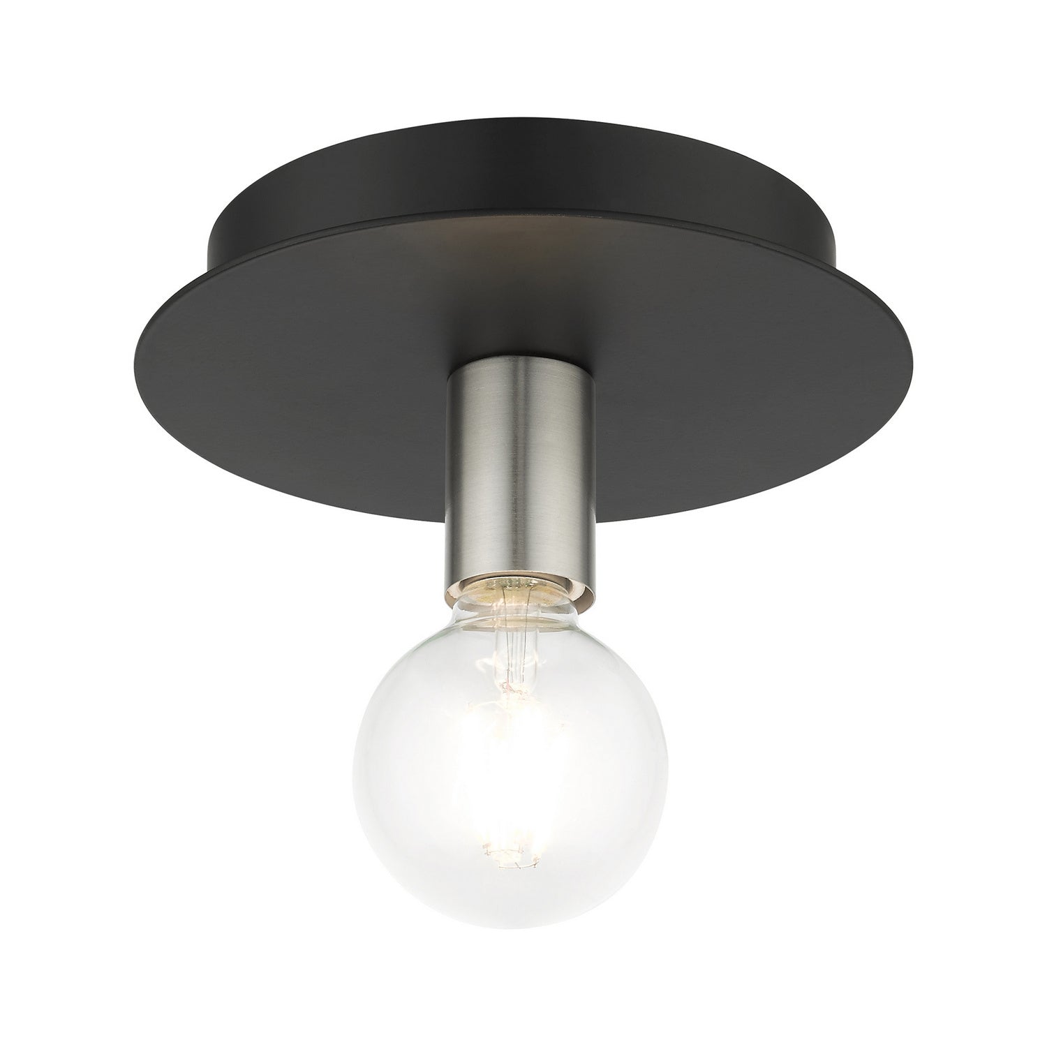 Livex Lighting - 45871-04 - One Light Flush Mount - Hillview - Black w/ Brushed Nickels