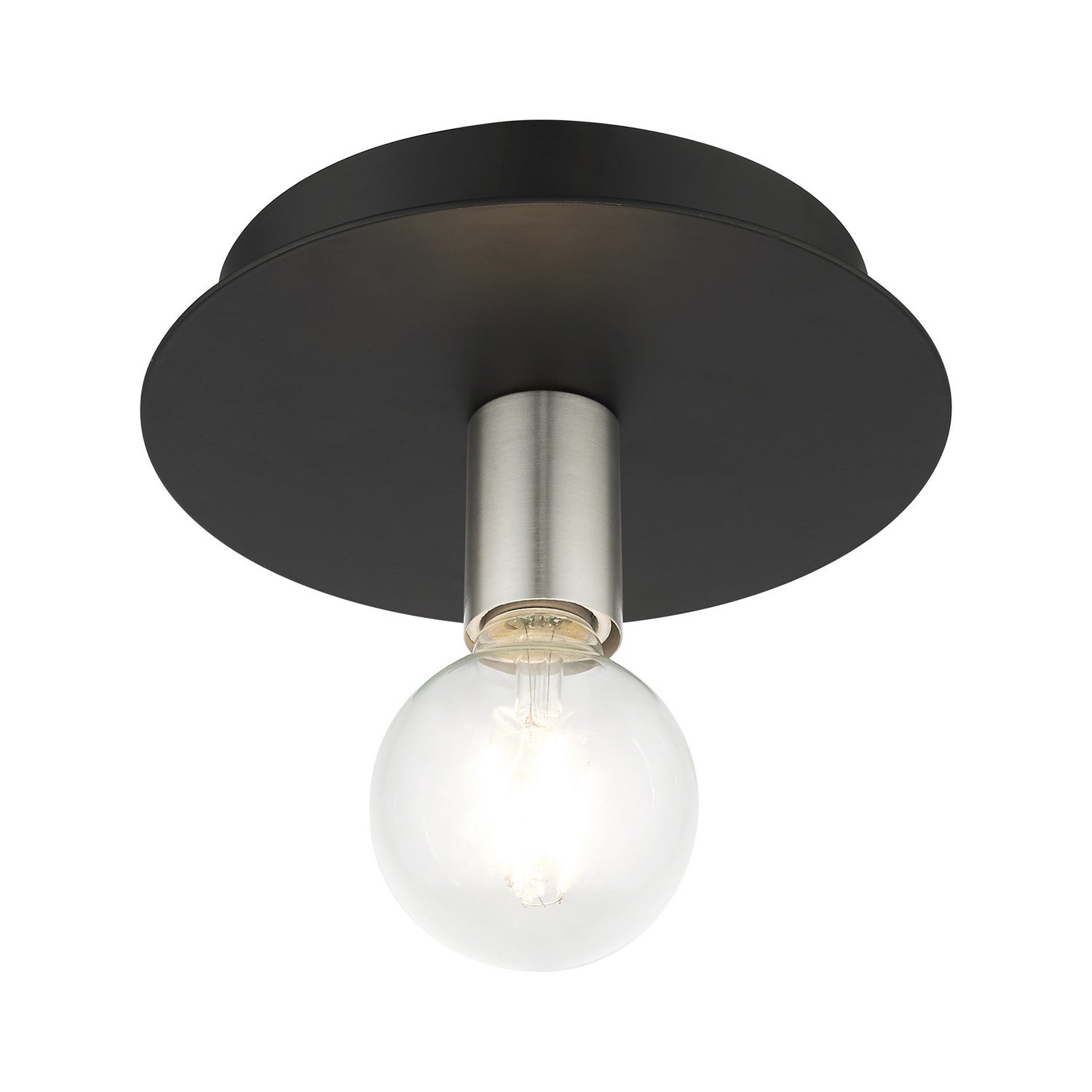 Livex Lighting - 45871-04 - One Light Flush Mount - Hillview - Black w/ Brushed Nickels